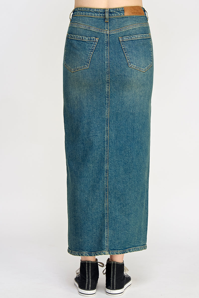 Blue Vintage Wash Denim Skirt - Hustle N Holla