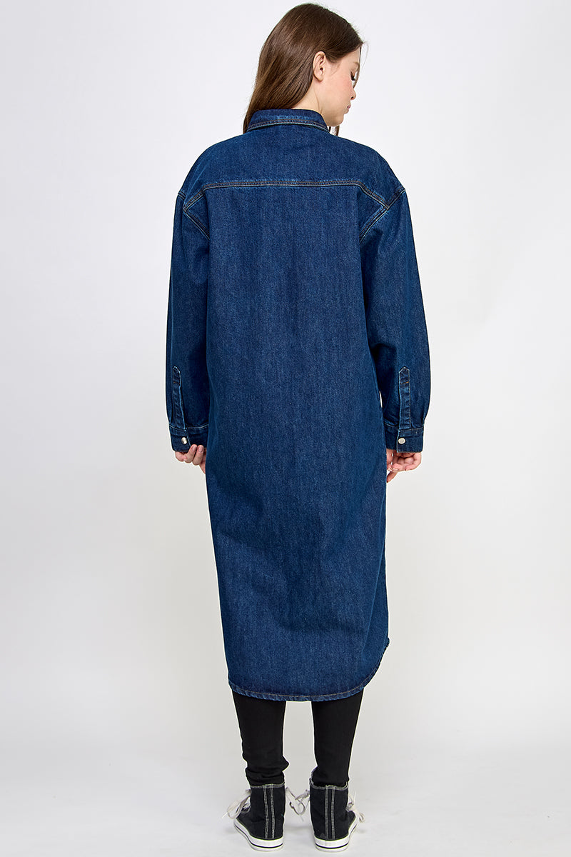 Blue Denim Long Shirt - Hustle N Holla