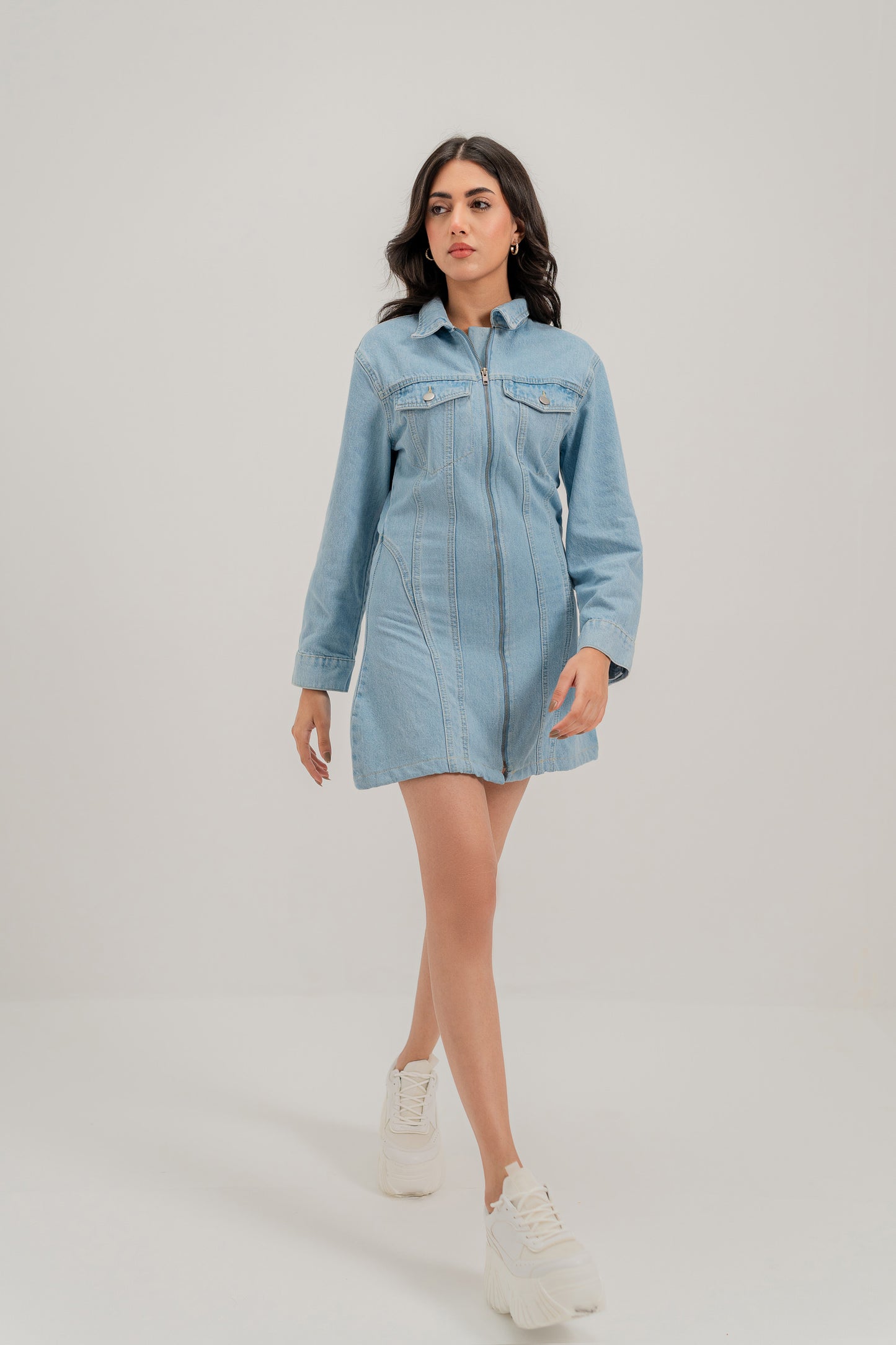 Pocketed Blue Dress - Hustle N Holla