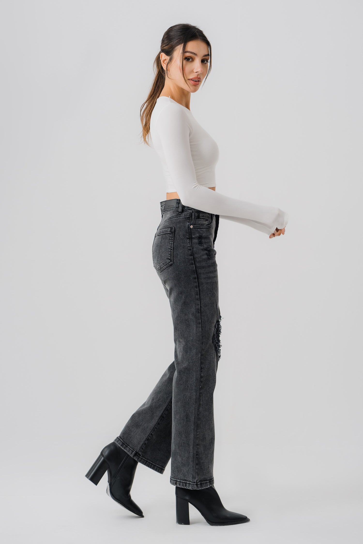 Black Distressed Denim Jeans - Hustle N Holla