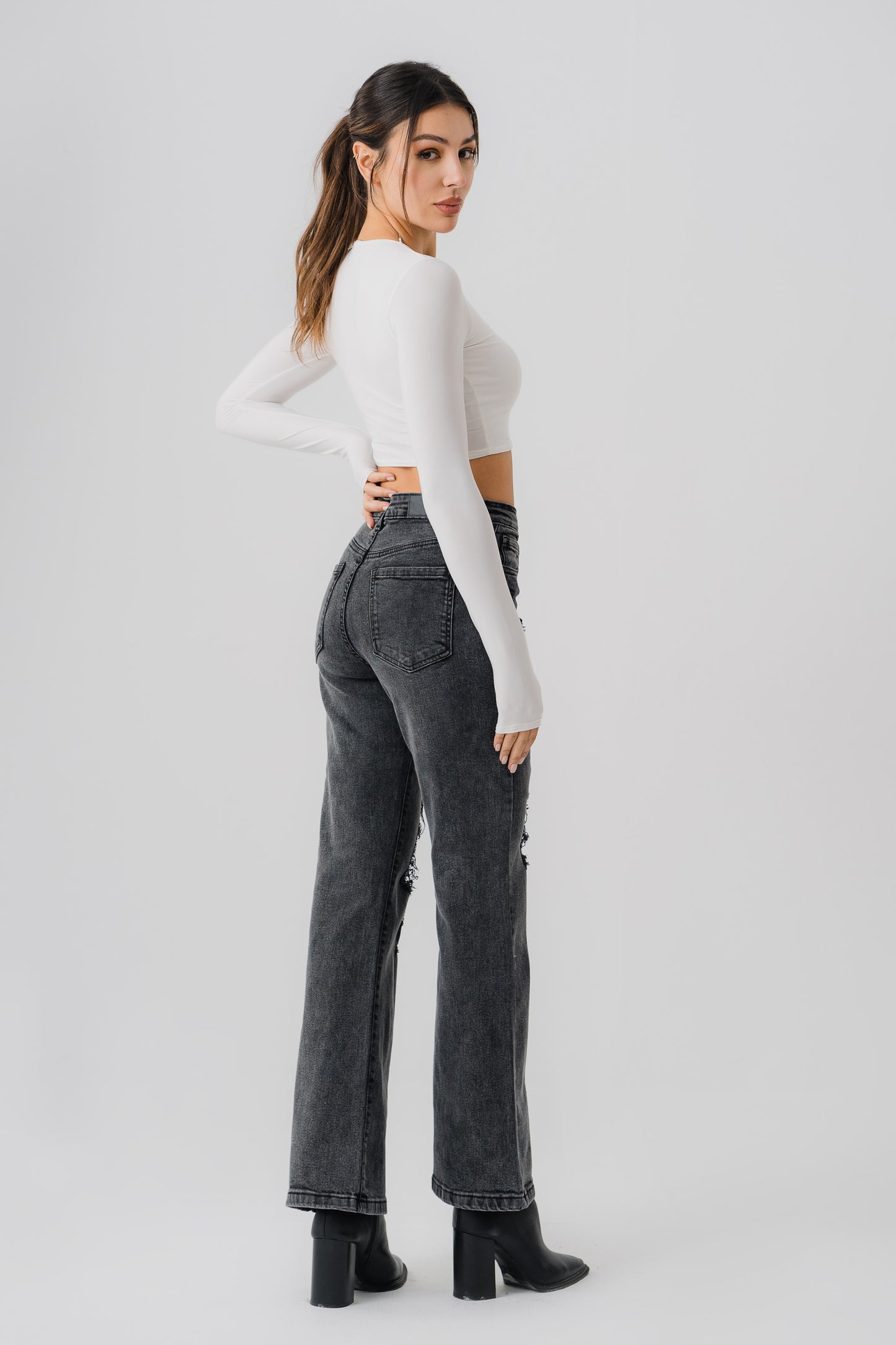 Black Distressed Denim Jeans - Hustle N Holla