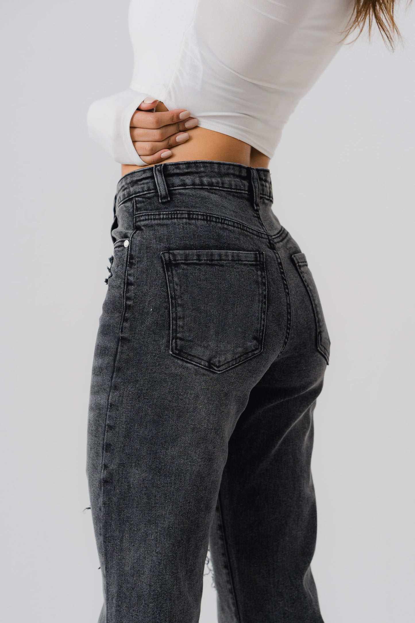 Black Distressed Denim Jeans - Hustle N Holla