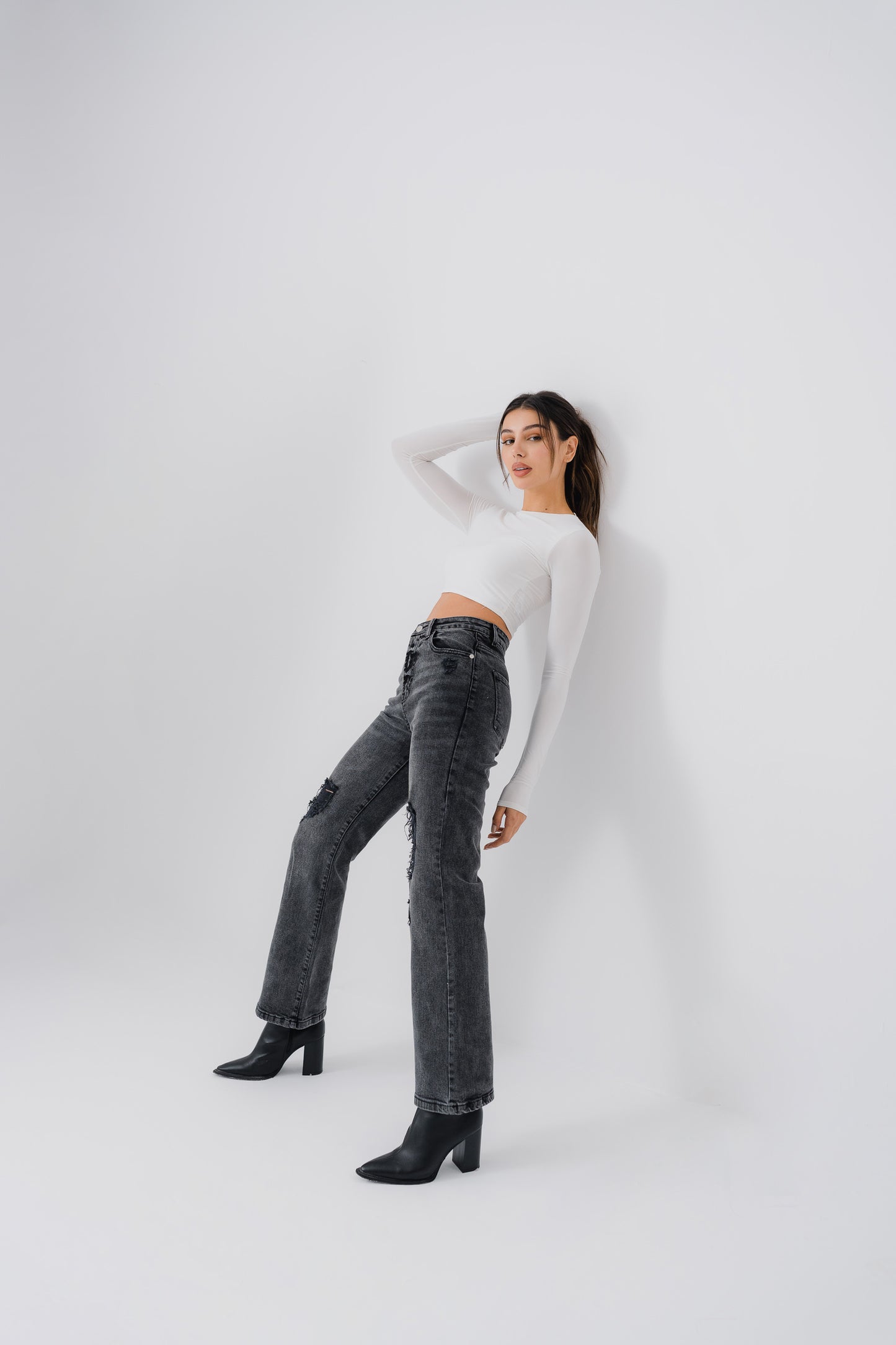 Black Distressed Denim Jeans - Hustle N Holla