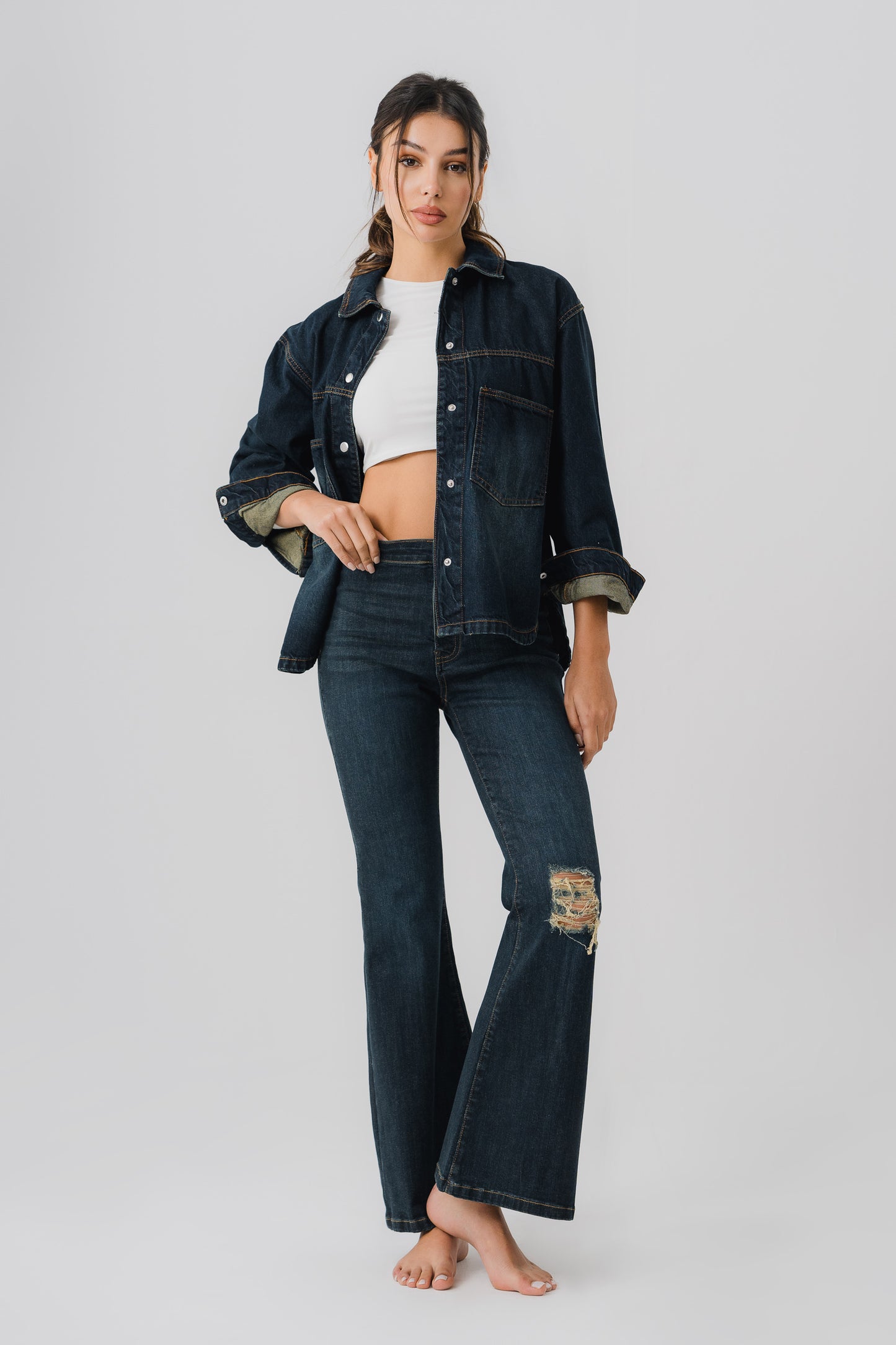 Deep Blue Flared Fit Jeans - Hustle N Holla