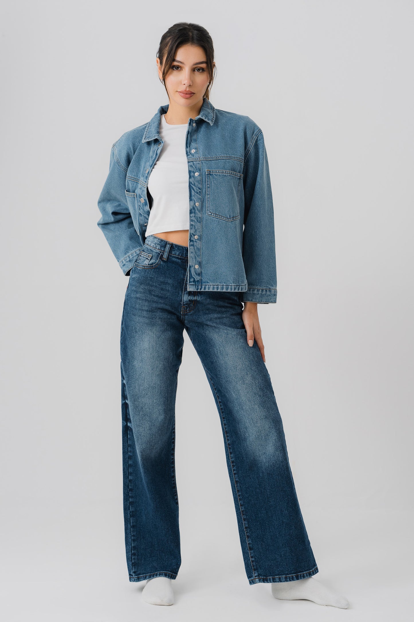 Blue Wide Leg Denim Jeans - Hustle N Holla