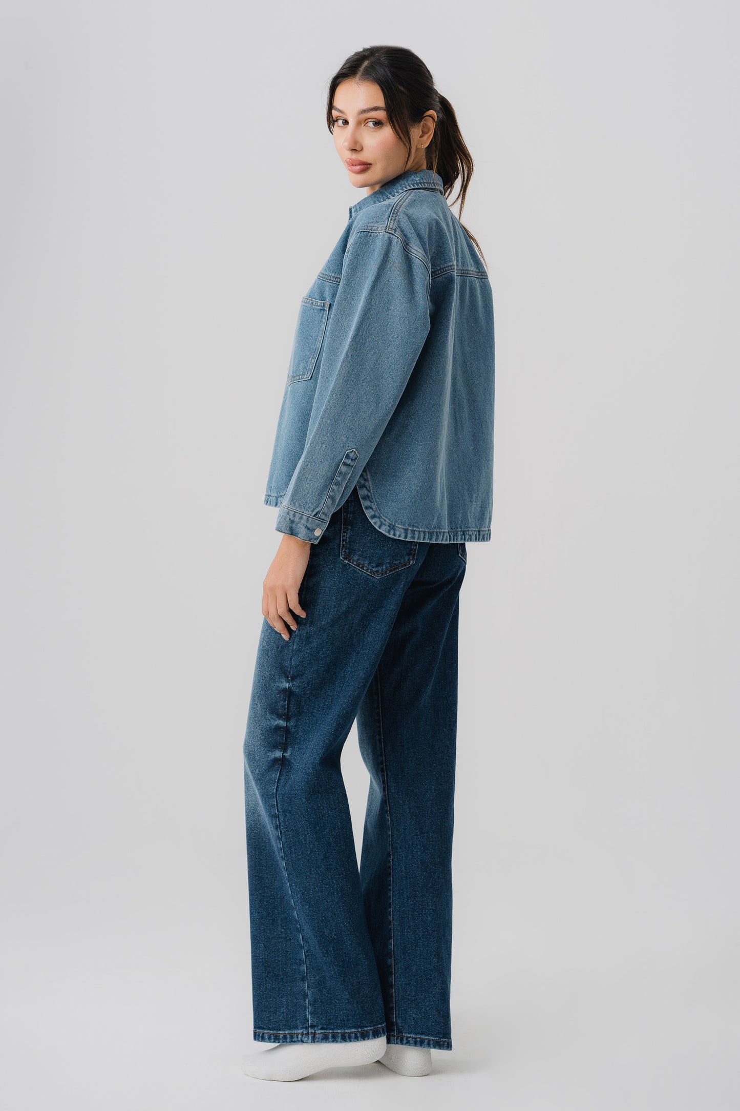 Blue Wide Leg Denim Jeans - Hustle N Holla