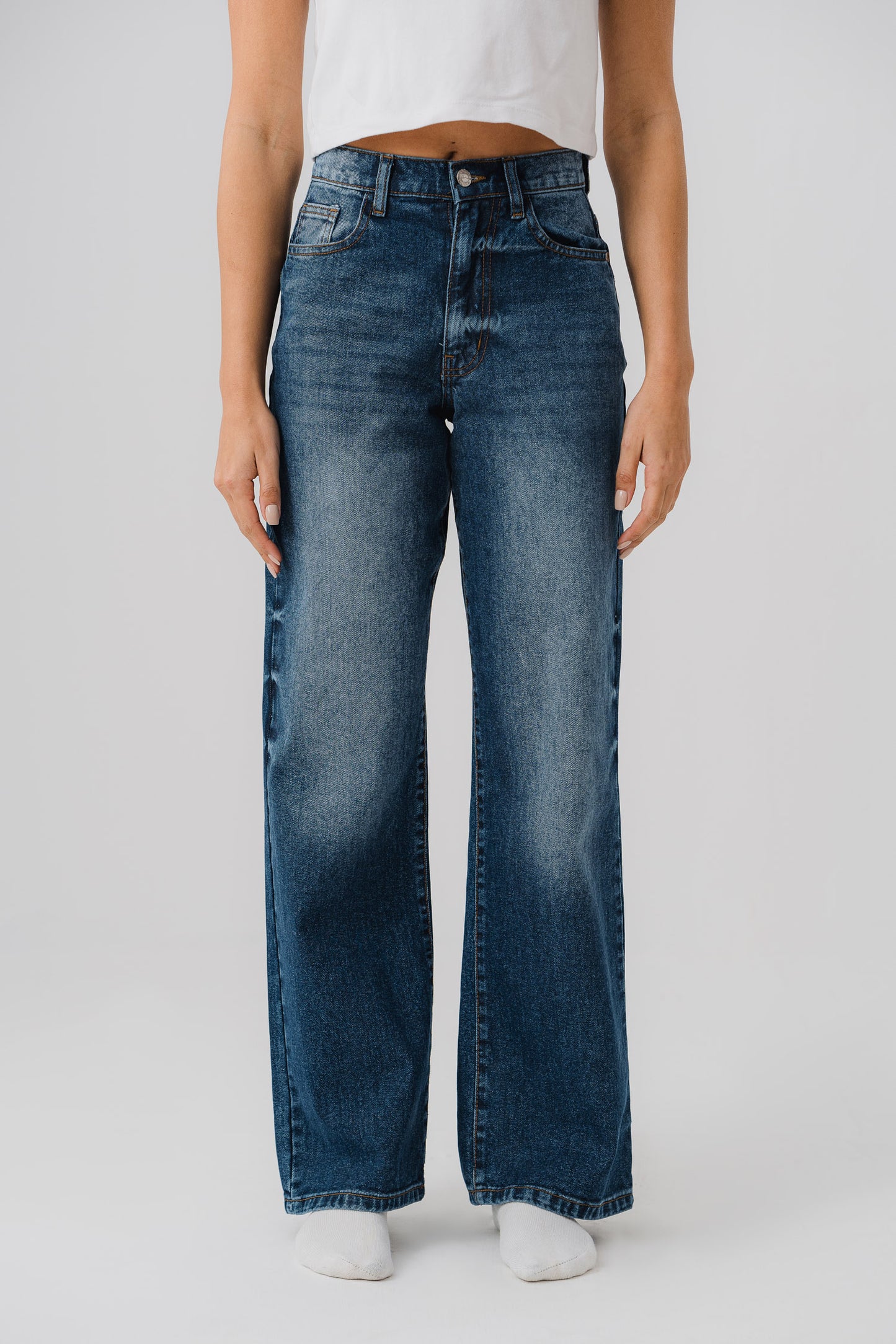 Blue Wide Leg Denim Jeans - Hustle N Holla