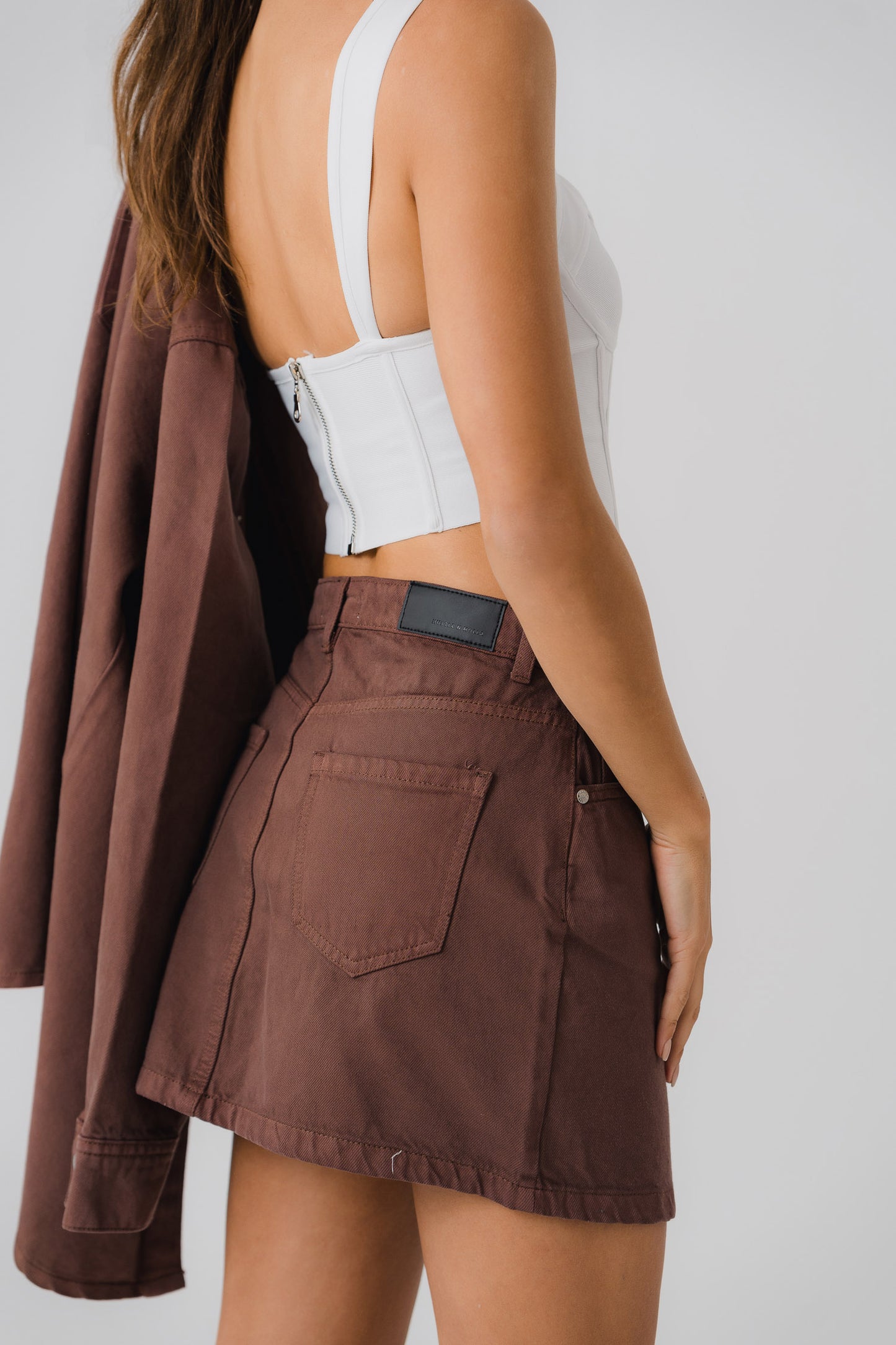 Chocolate Brown Denim Skirt - Hustle N Holla