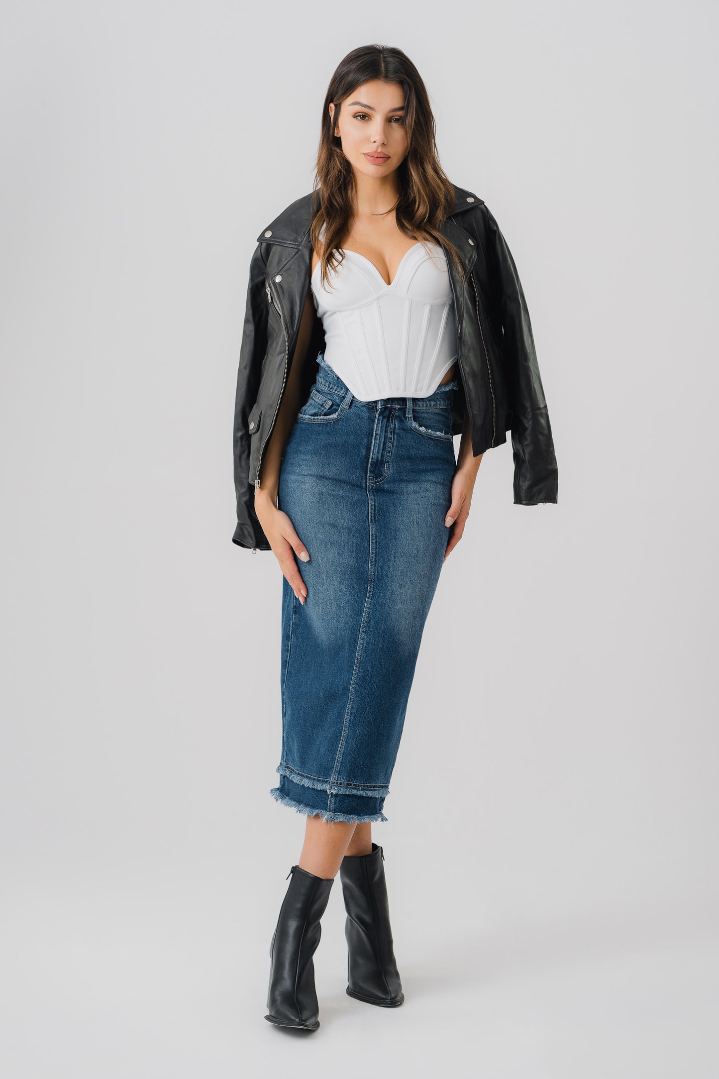 Shaded Denim Skirt - Hustle N Holla