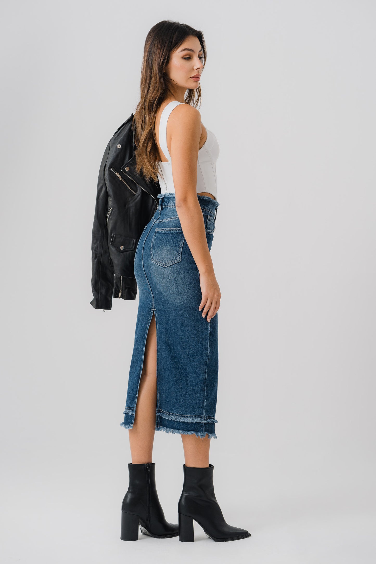 Shaded Denim Skirt - Hustle N Holla