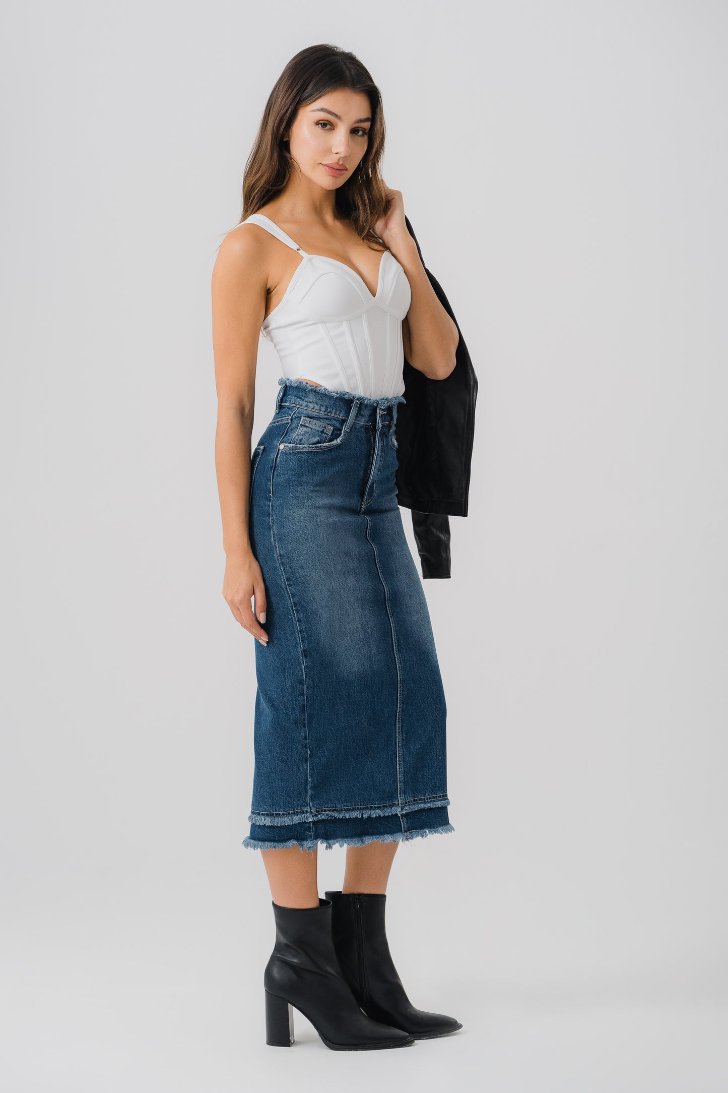 Shaded Denim Skirt - Hustle N Holla