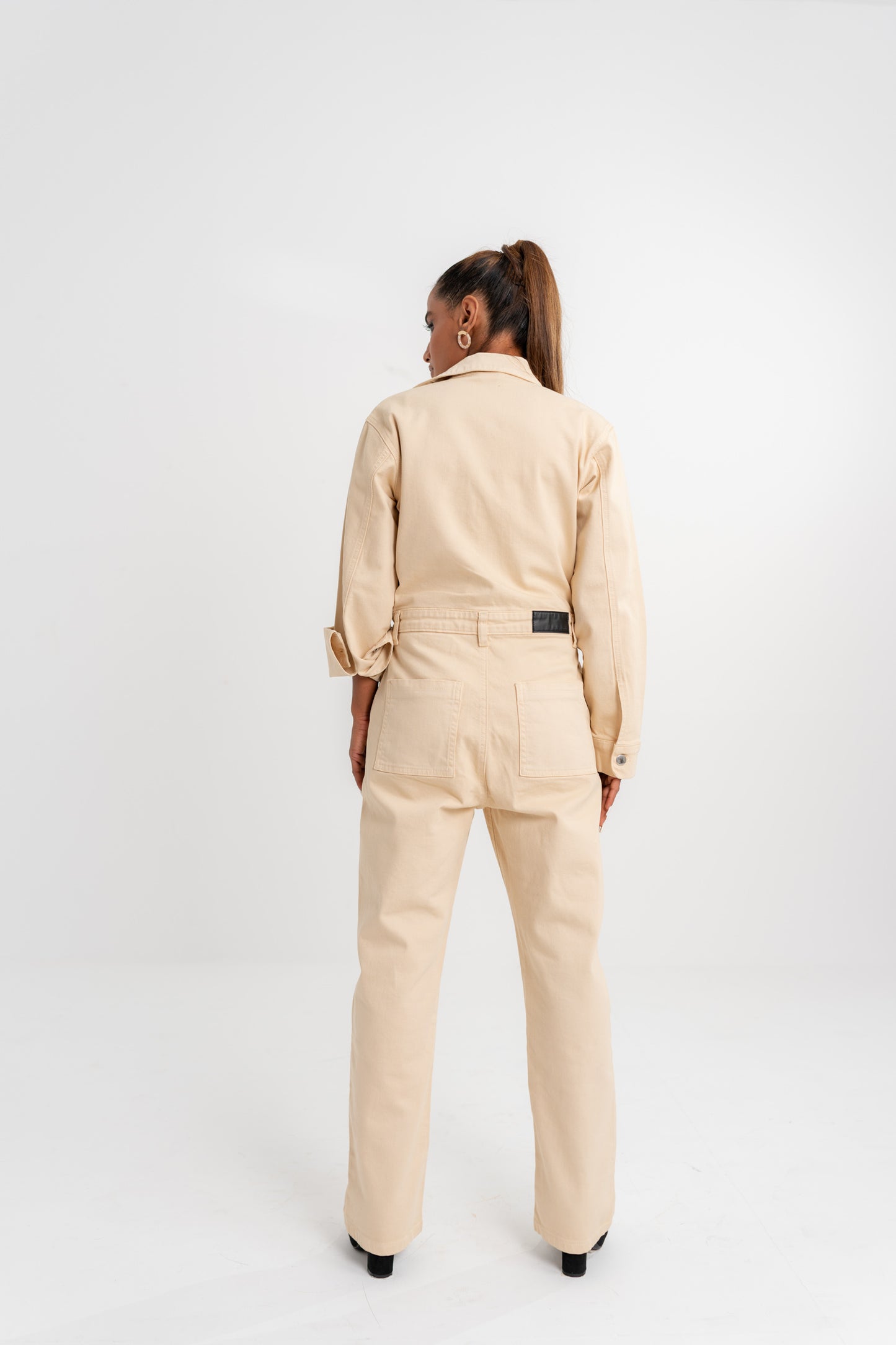 Beige Denim Jumpsuit