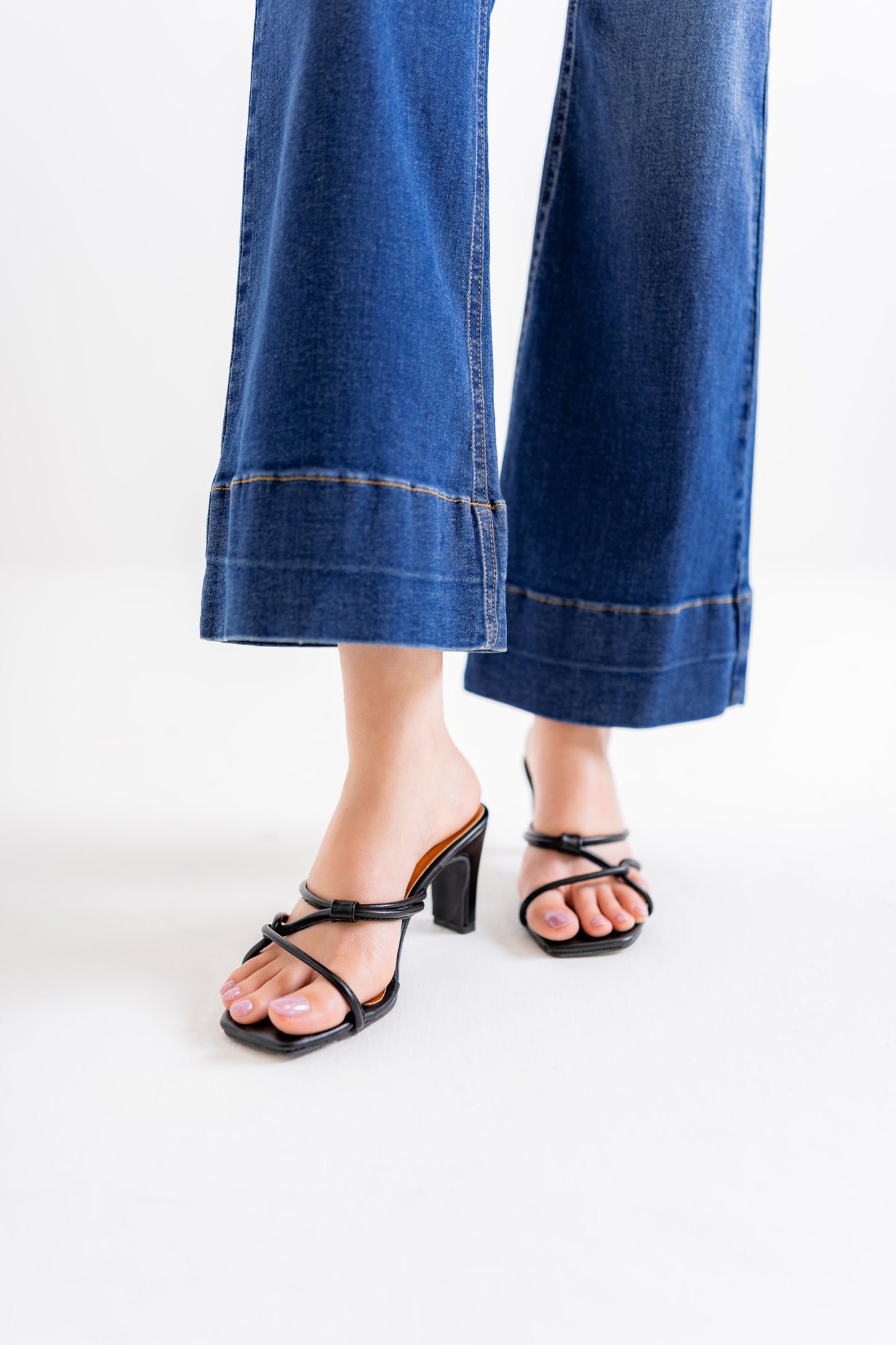 Black Asymmetric Strap Heels
