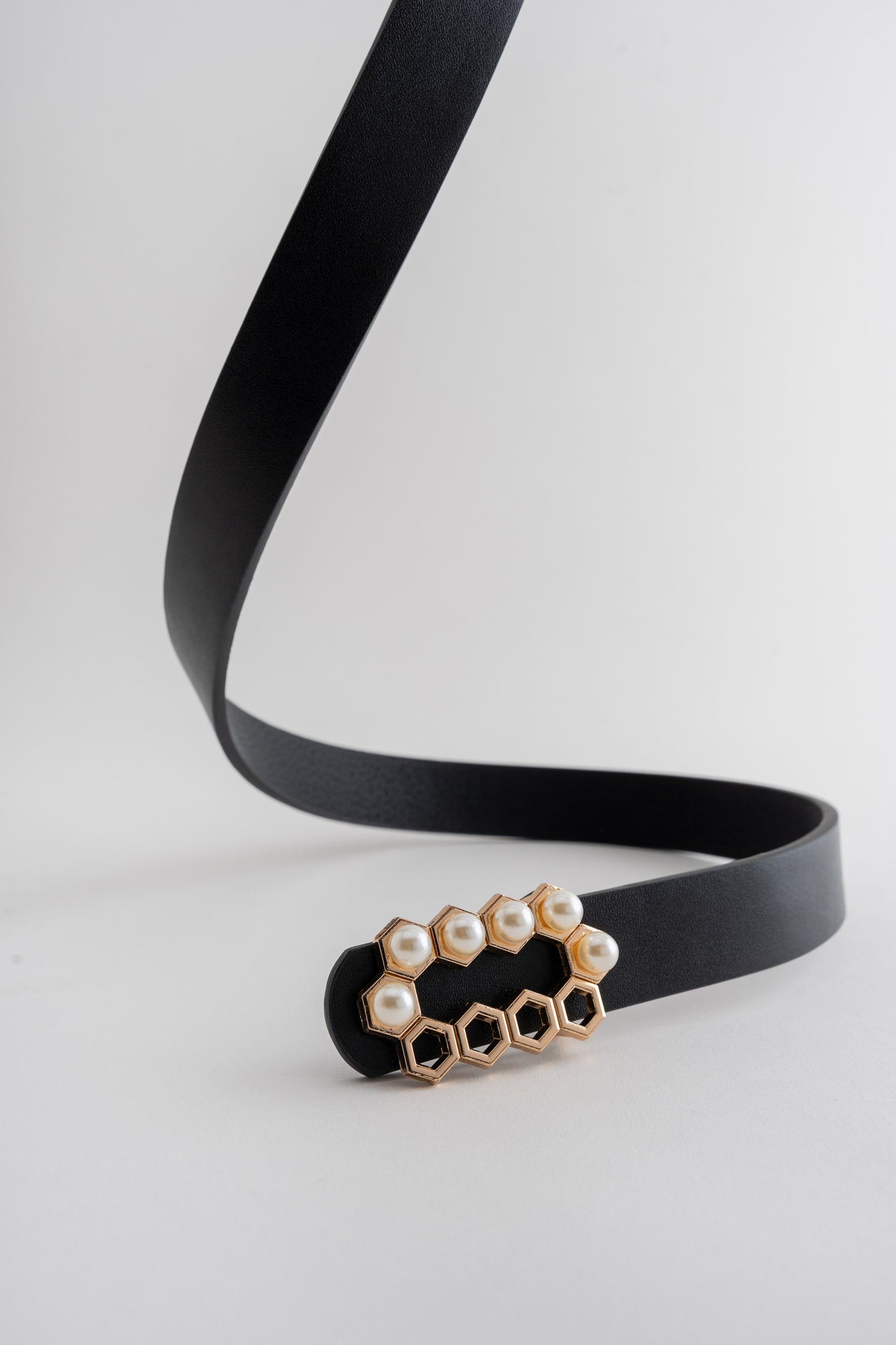 Black Belt with Pearl Buckle