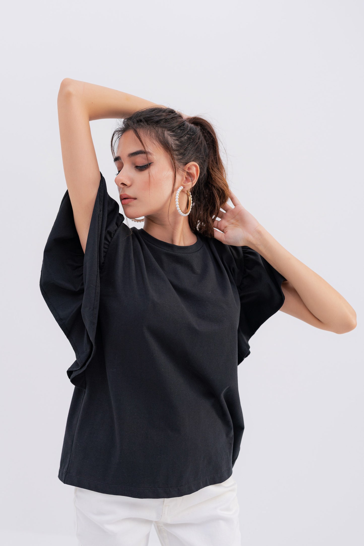 Black Butterfly Sleeve T-shirt - Hustle N Holla