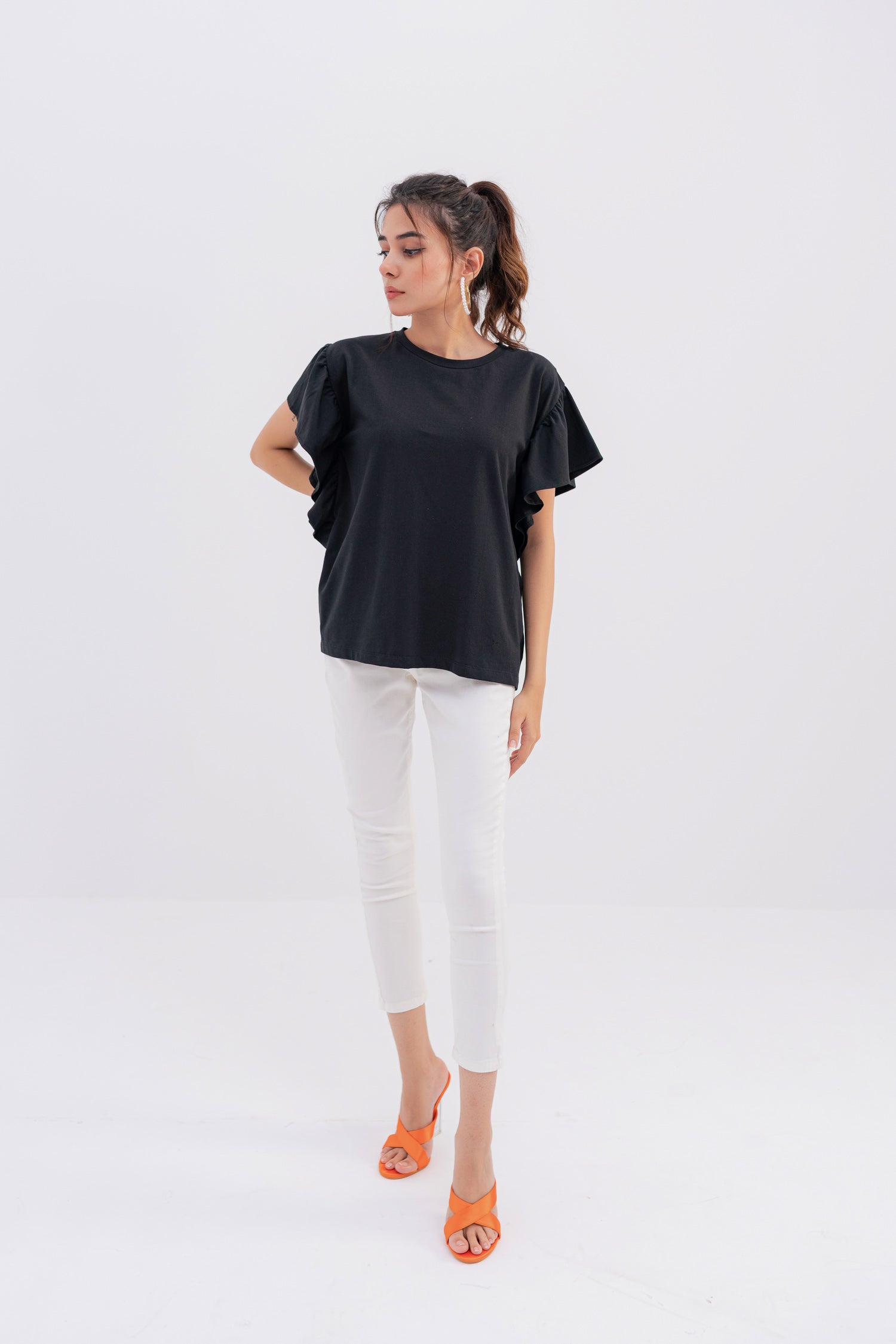 Black Butterfly Sleeve T-shirt - Hustle N Holla