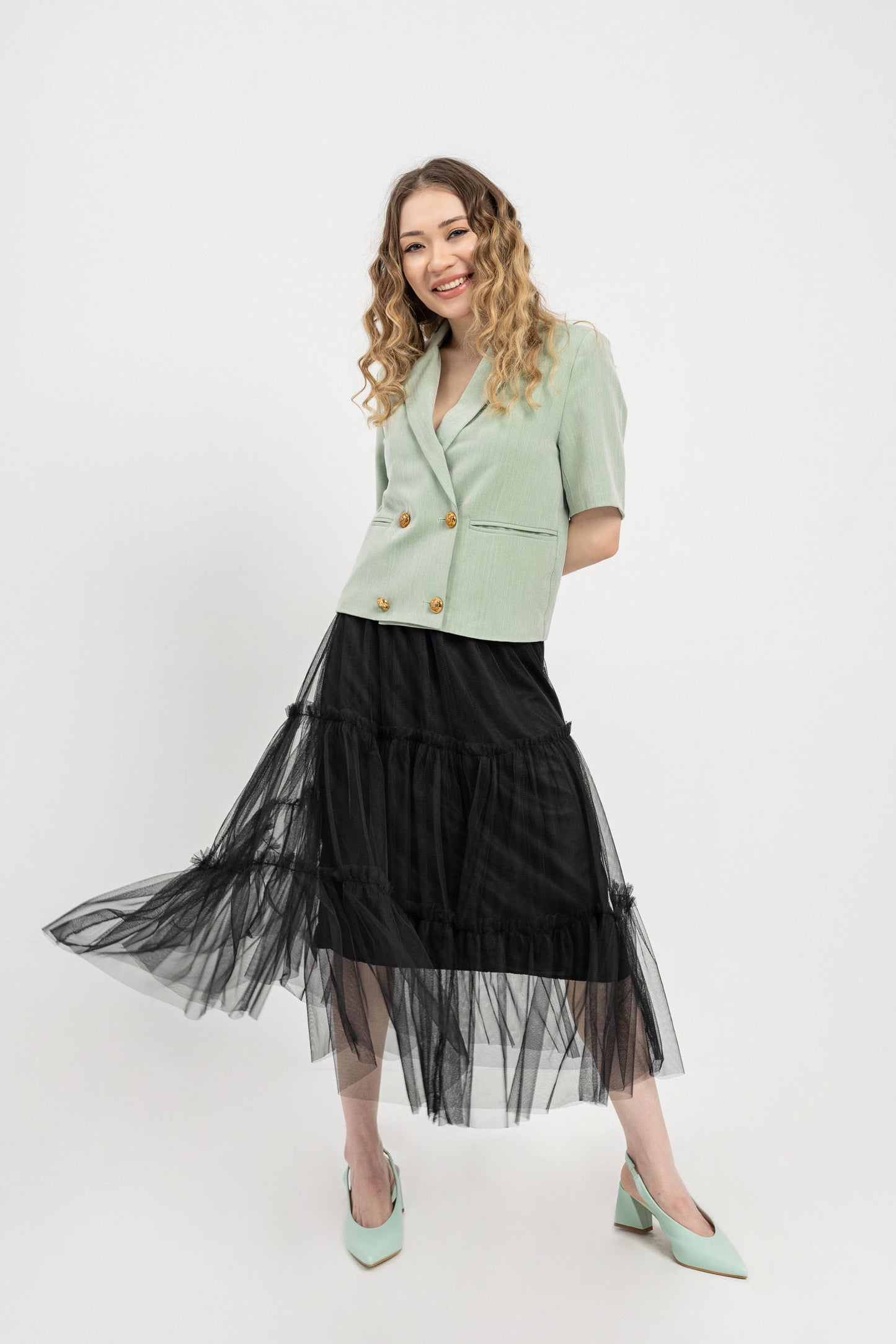 Black Mesh long skirt