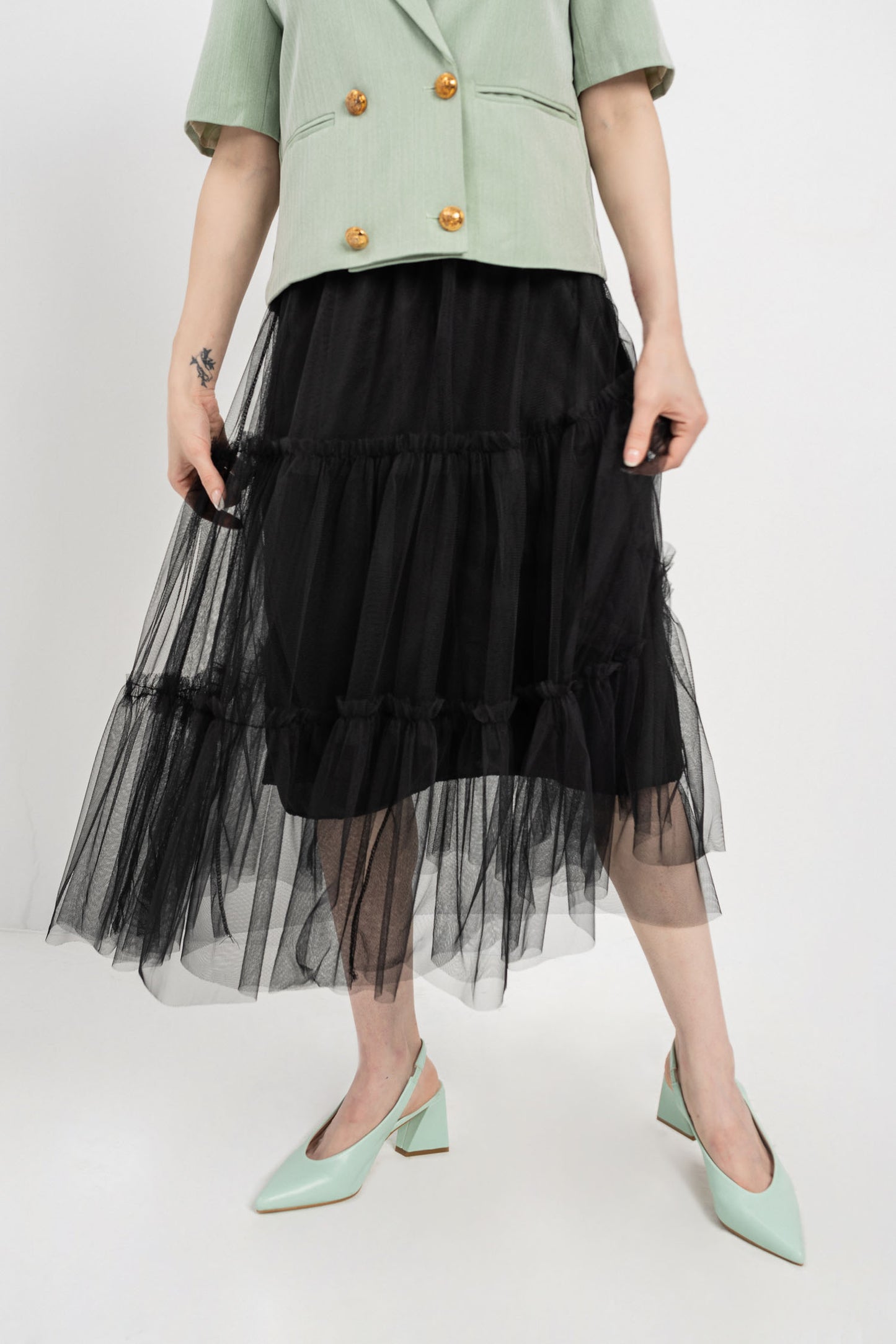 Black Mesh long skirt