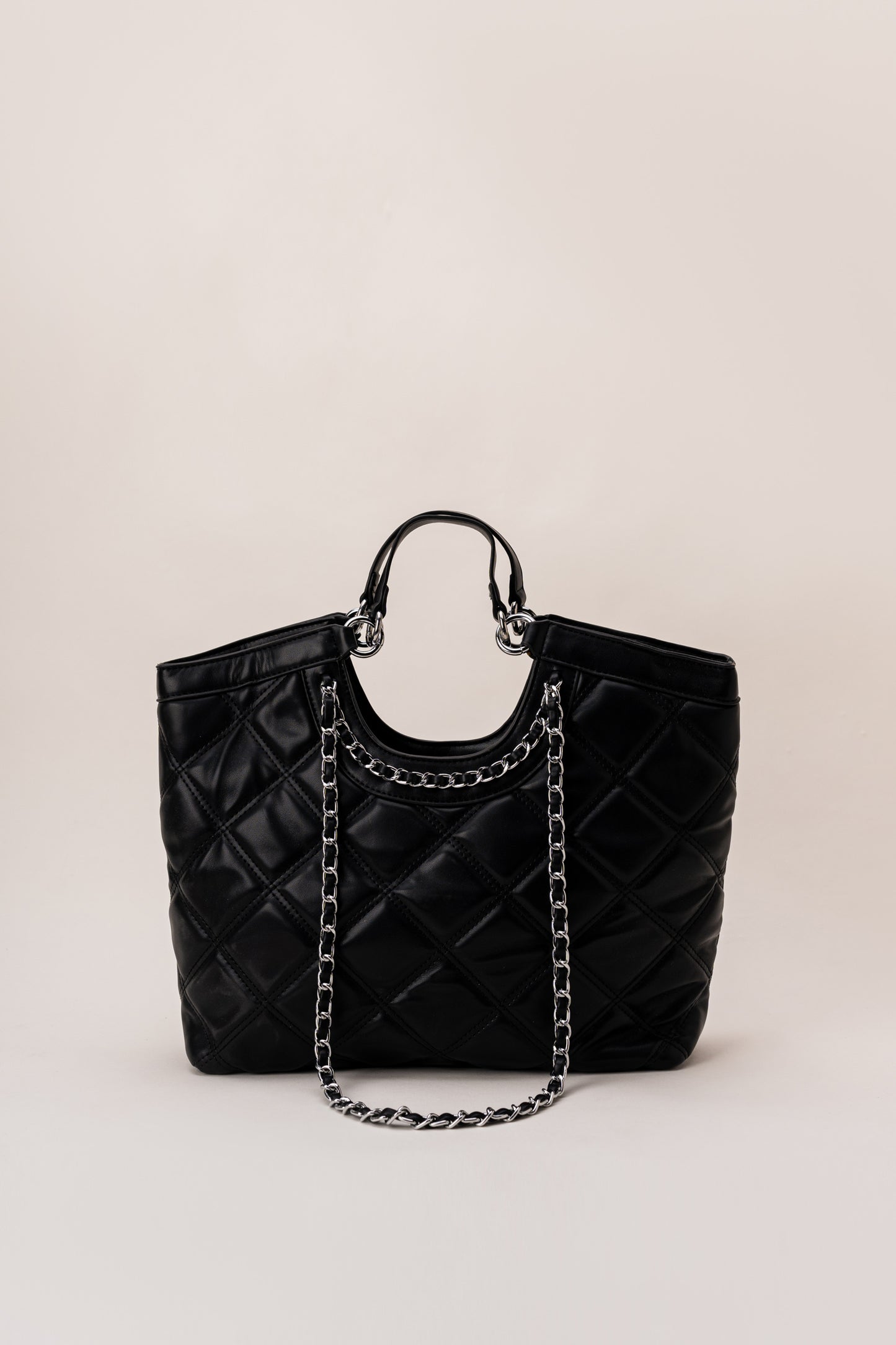 Black Quilted Tote Bag