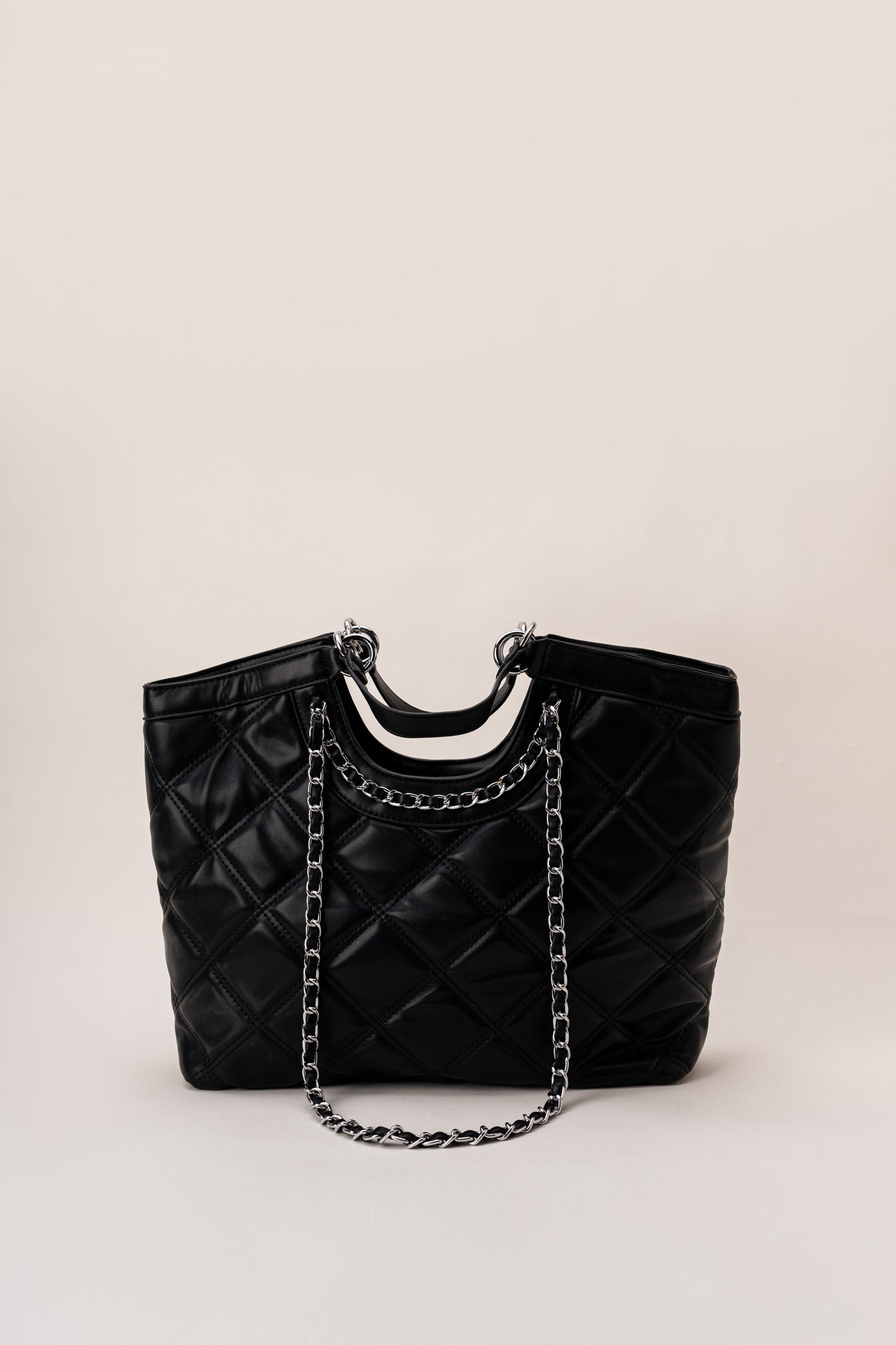 Black Quilted Tote Bag