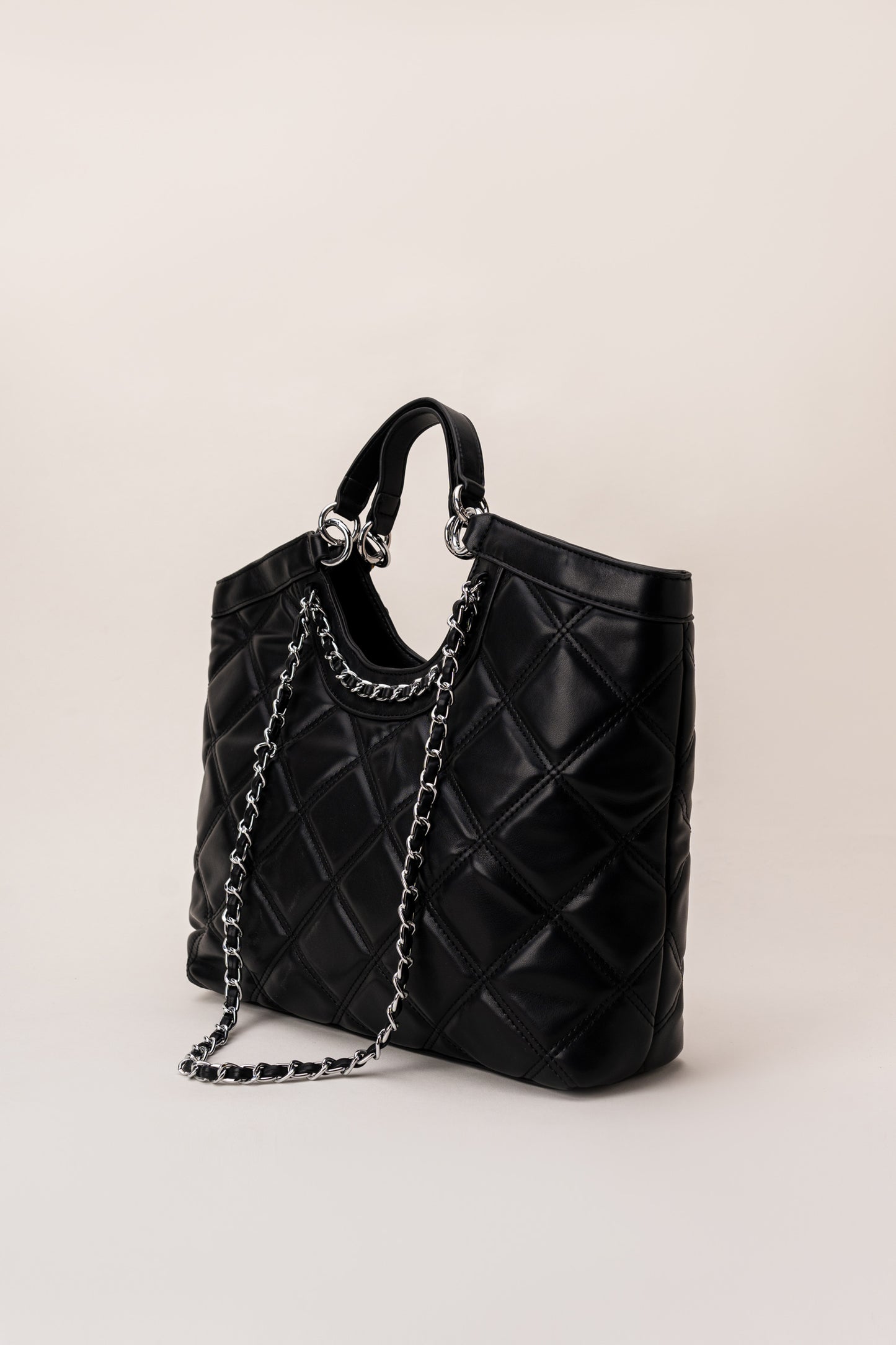 Black Quilted Tote Bag