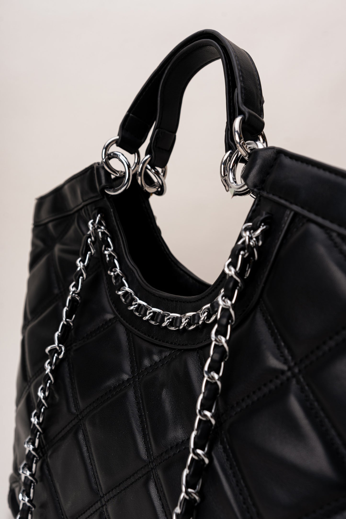 Black Quilted Tote Bag