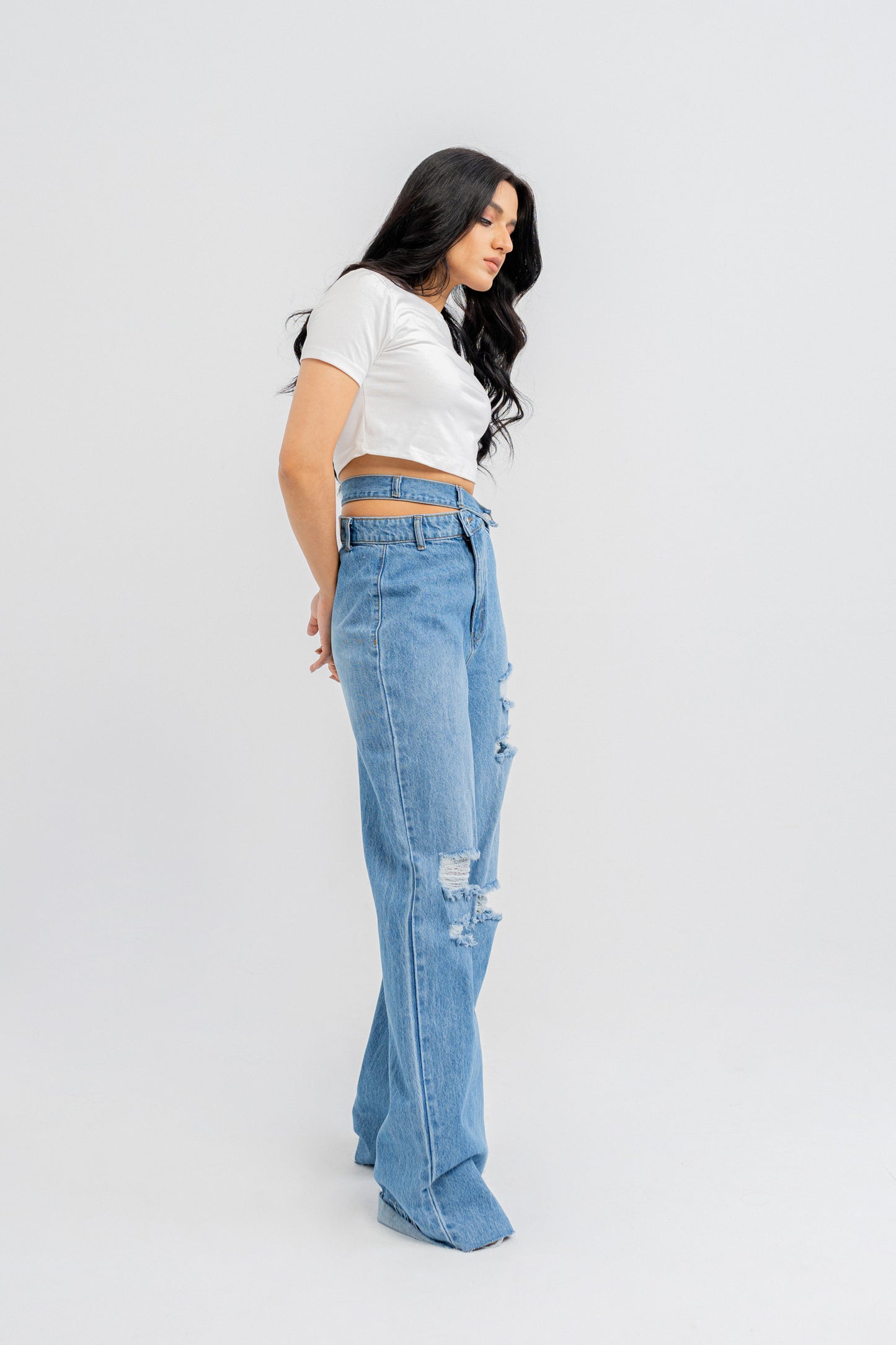 Blue Ribbed Denim Jeans