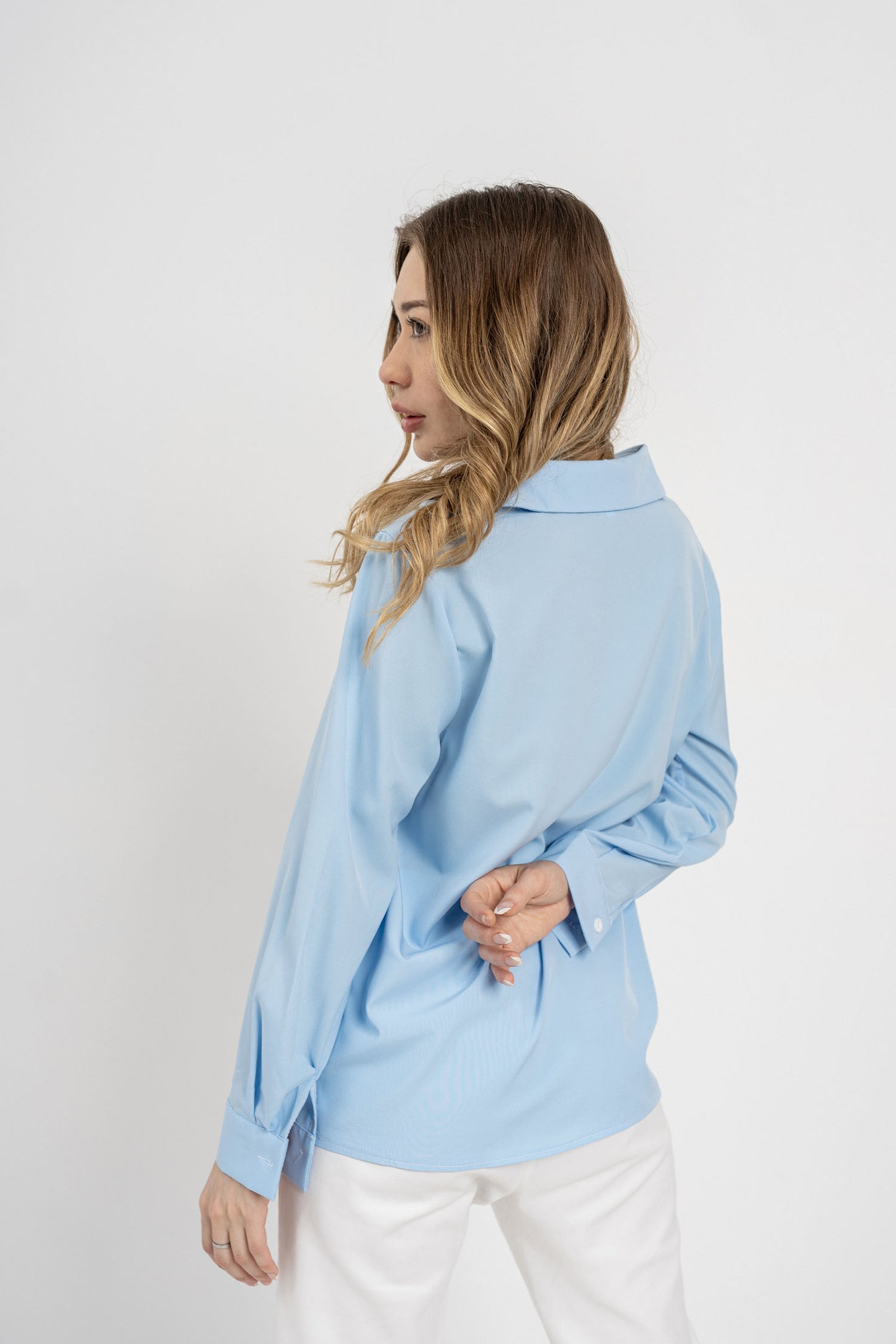 Blue Twisted Front Blouse