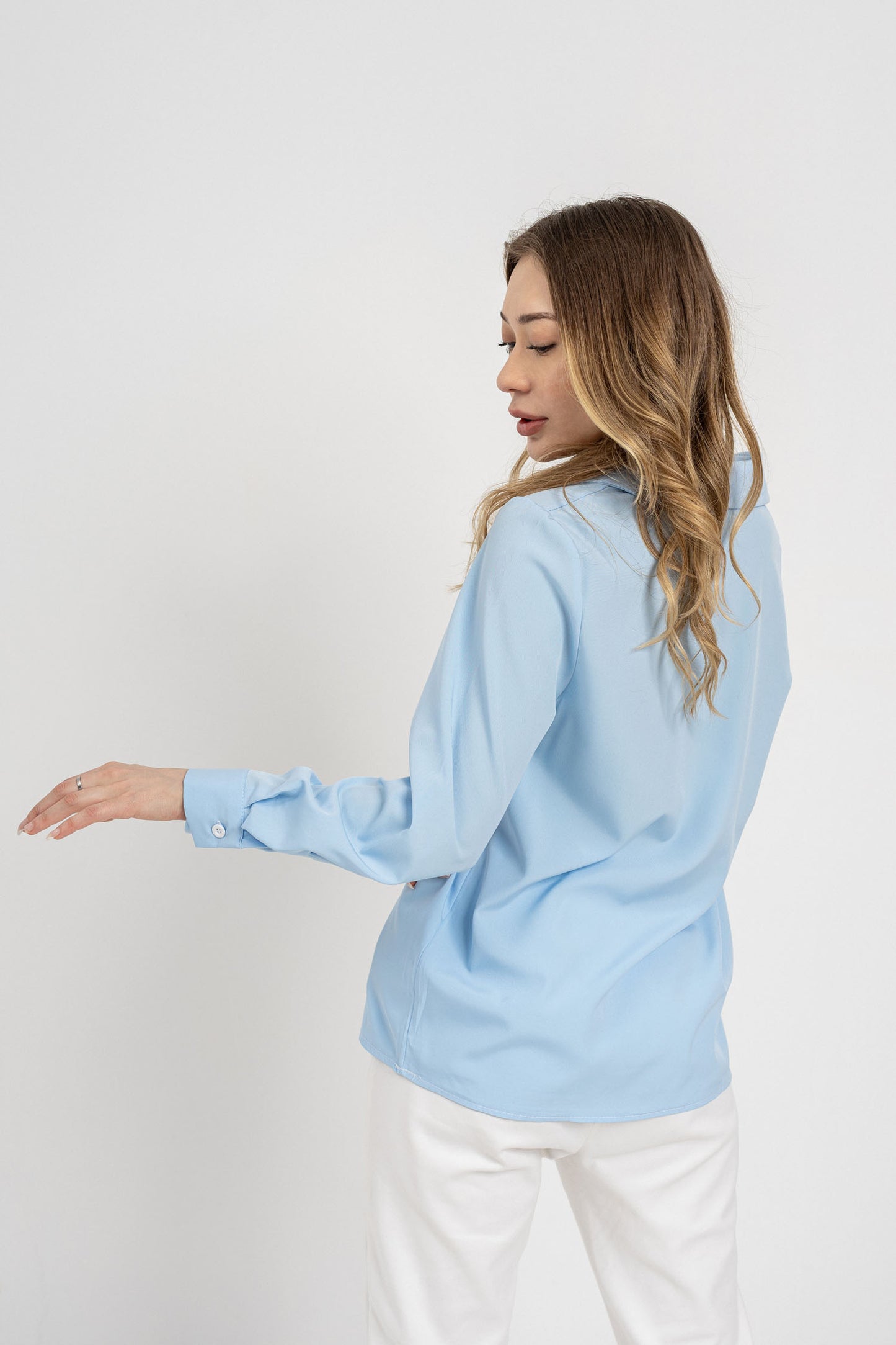 Blue Twisted Front Blouse