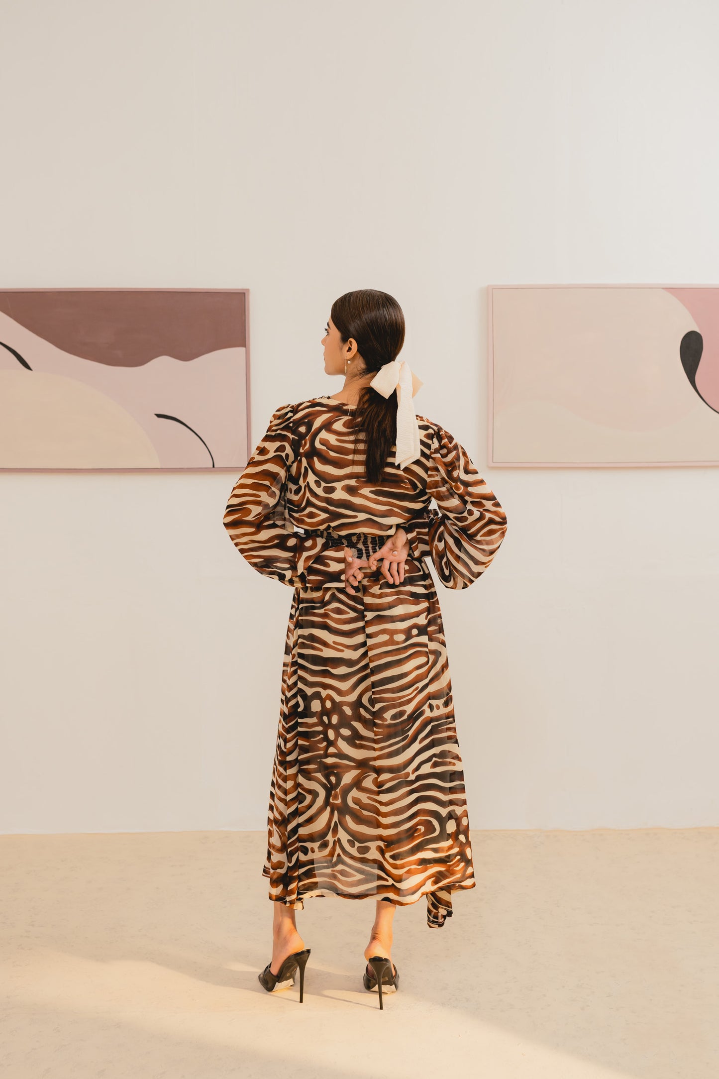 Brown Printed Dress