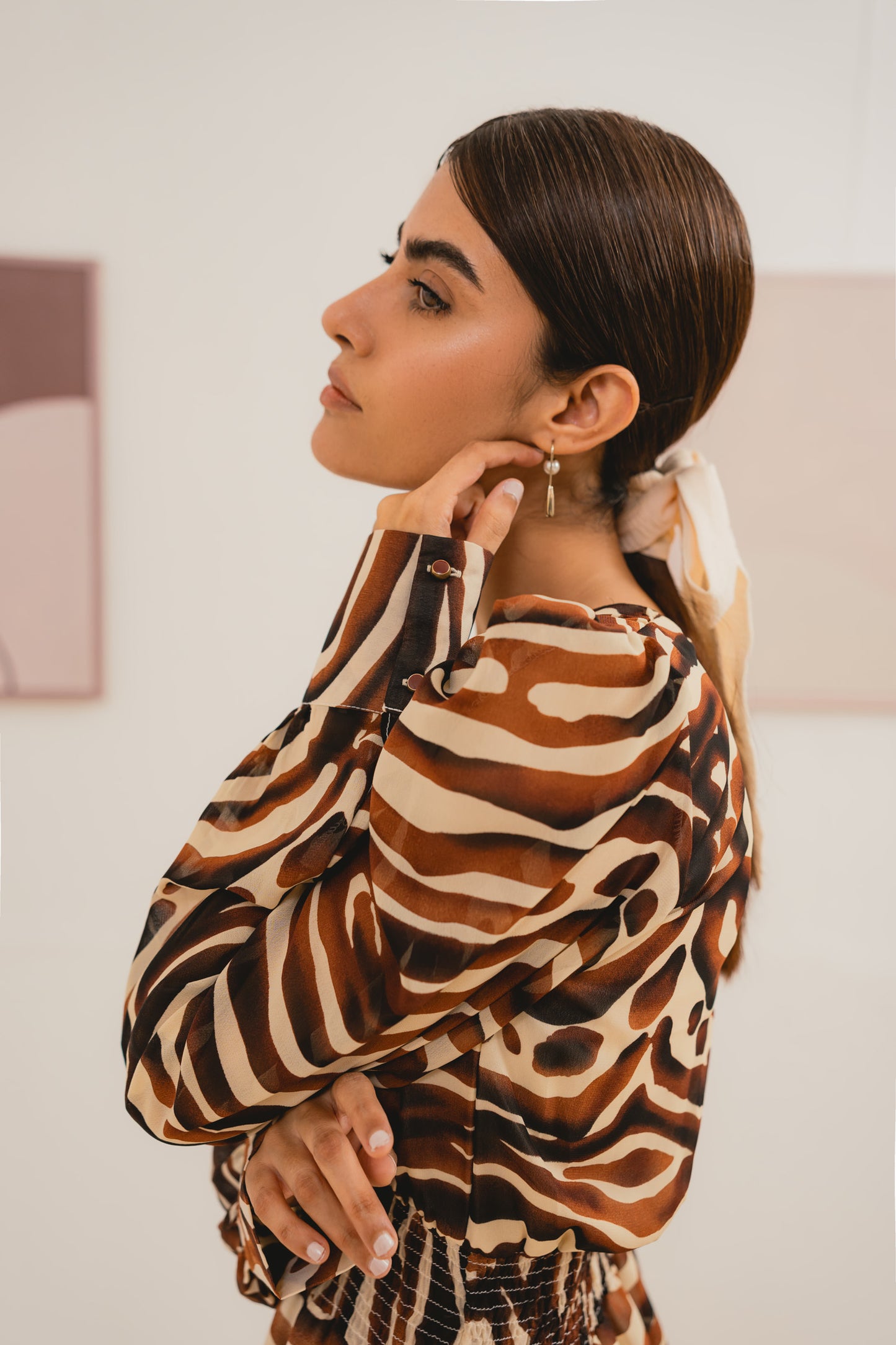 Brown Printed Dress
