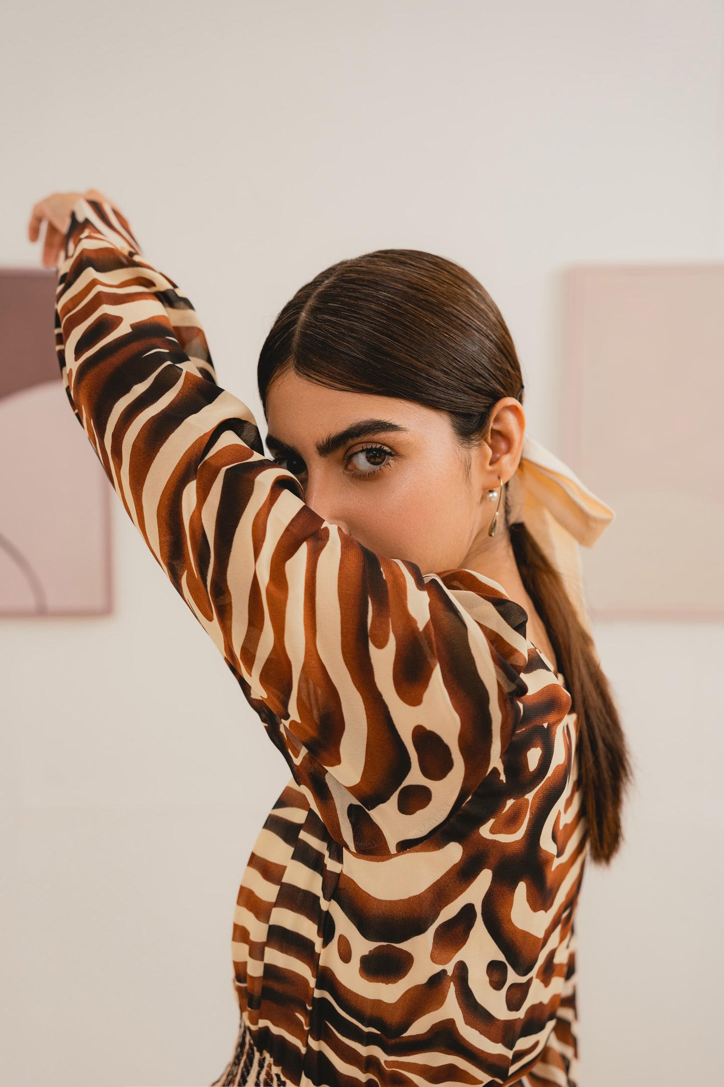 Brown Printed Dress