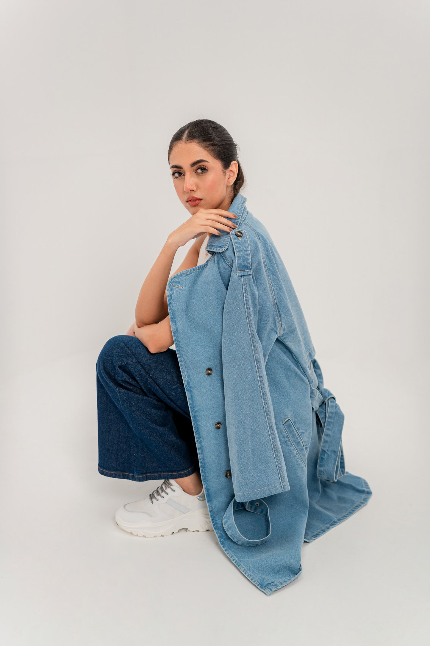 Blue Trench Coat - Hustle N Holla