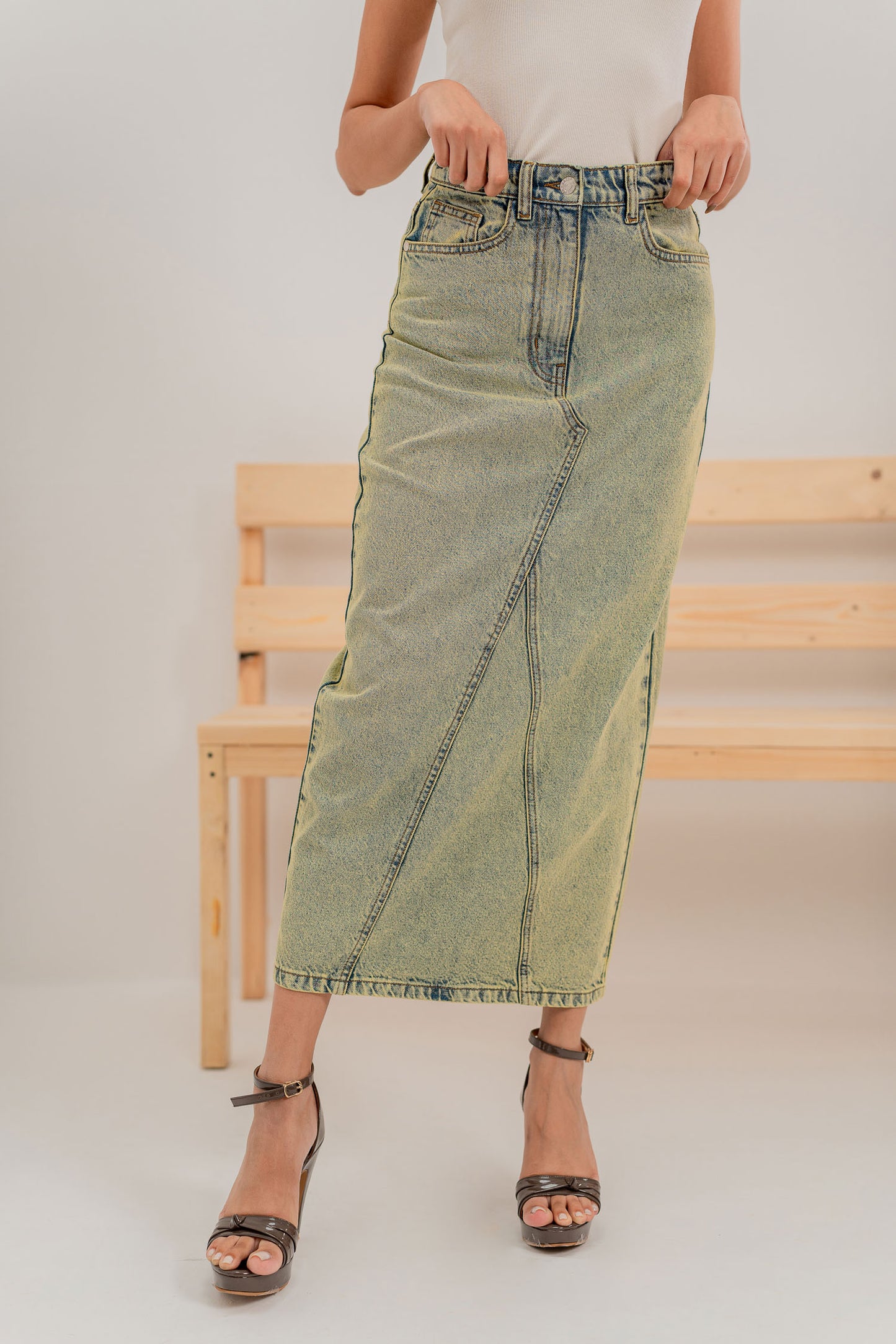 Vintage Wash Long Skirt - Hustle N Holla