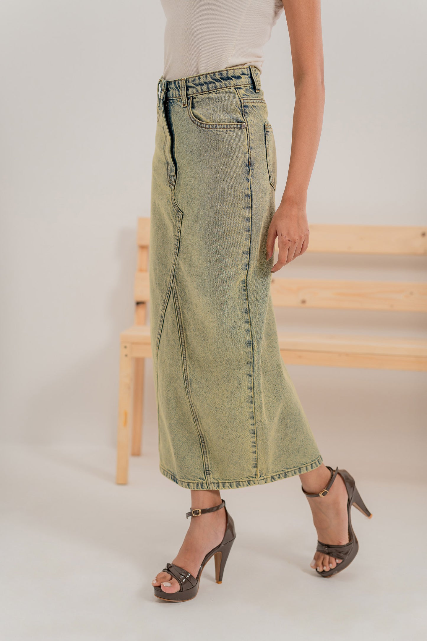 Vintage Wash Long Skirt - Hustle N Holla
