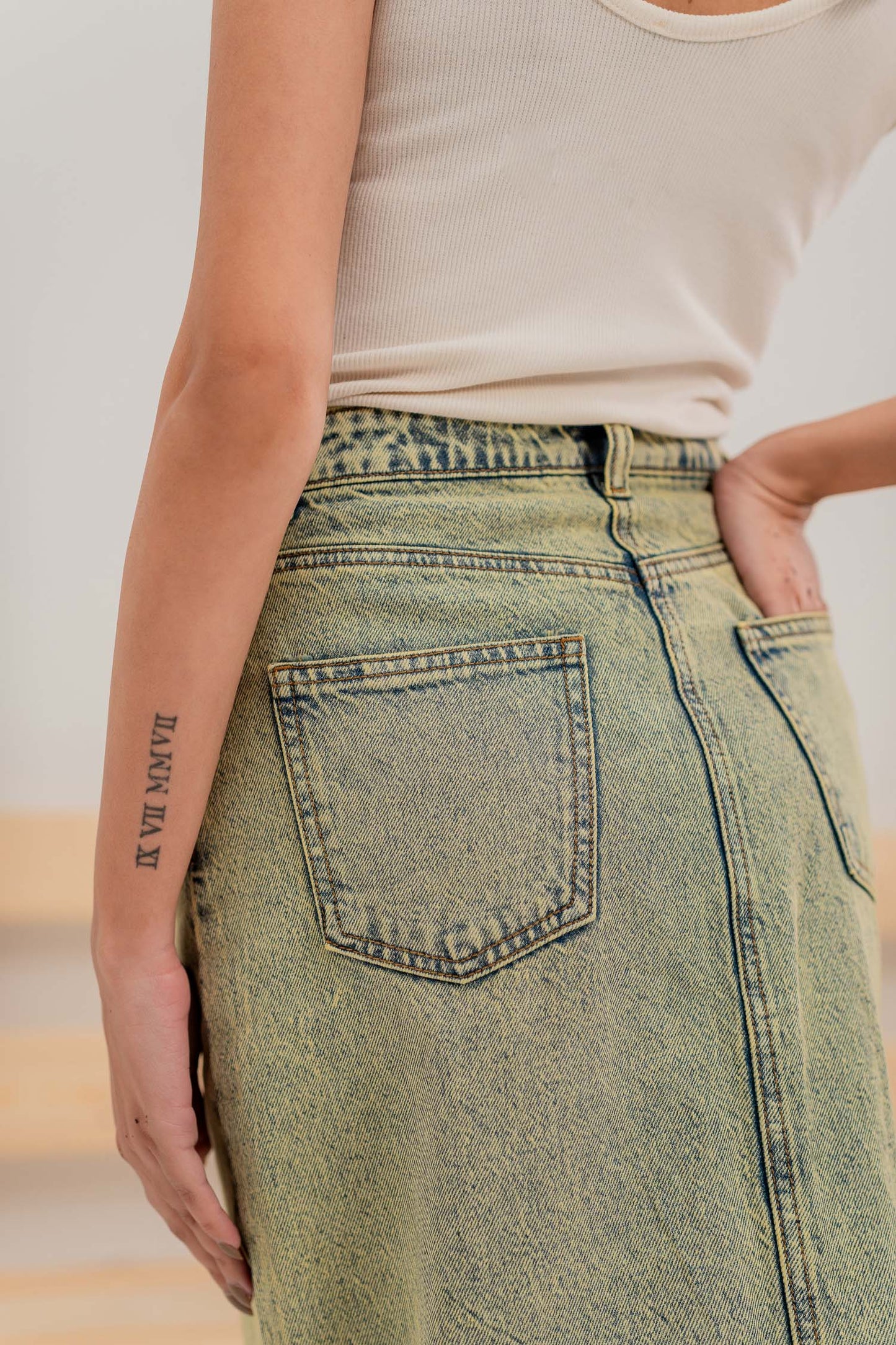 Vintage Wash Long Skirt - Hustle N Holla