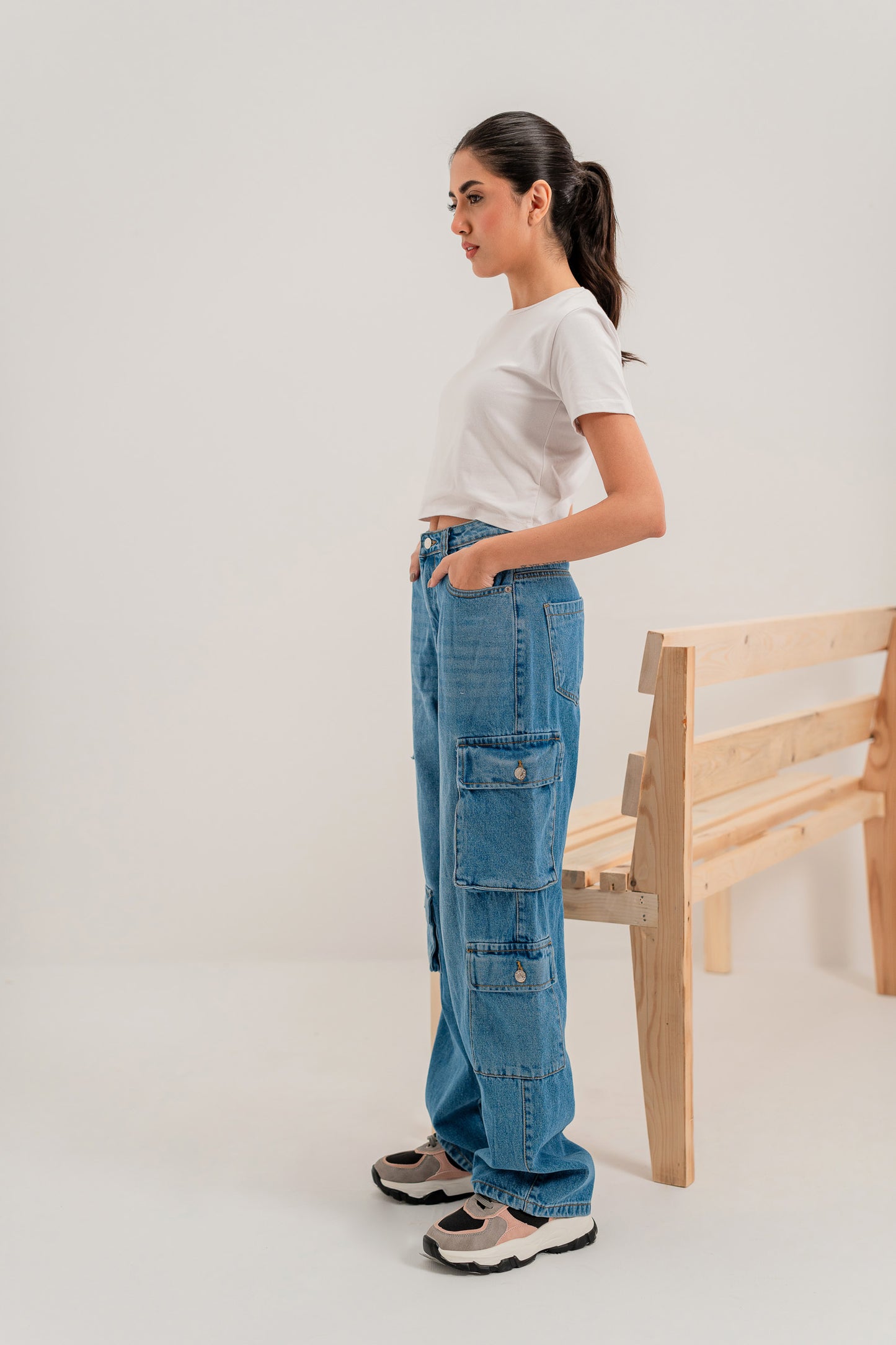 Basic Blue Minor Fault Cargo Jeans - Hustle N Holla
