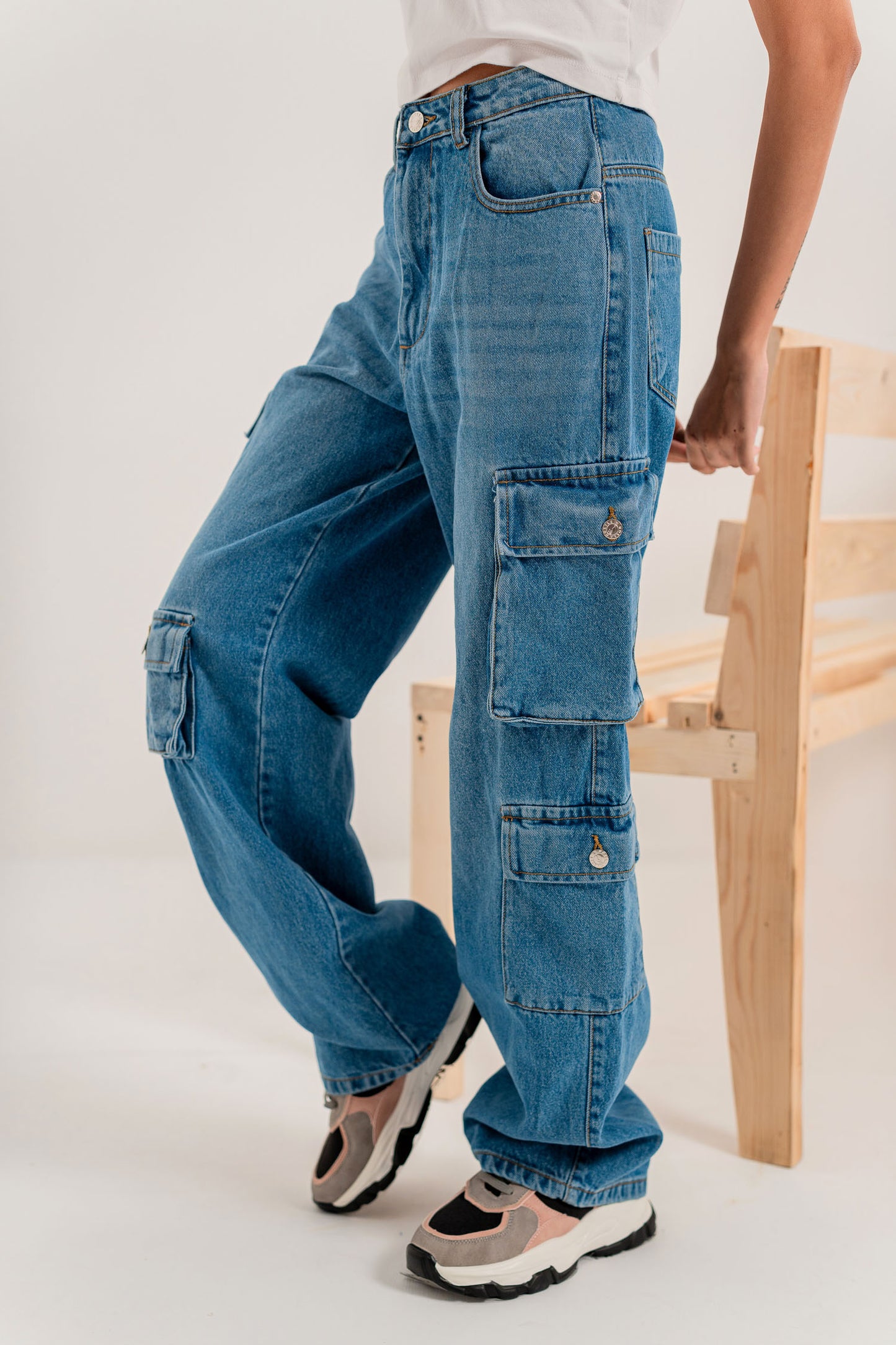 Basic Blue Cargo Jeans - Hustle N Holla