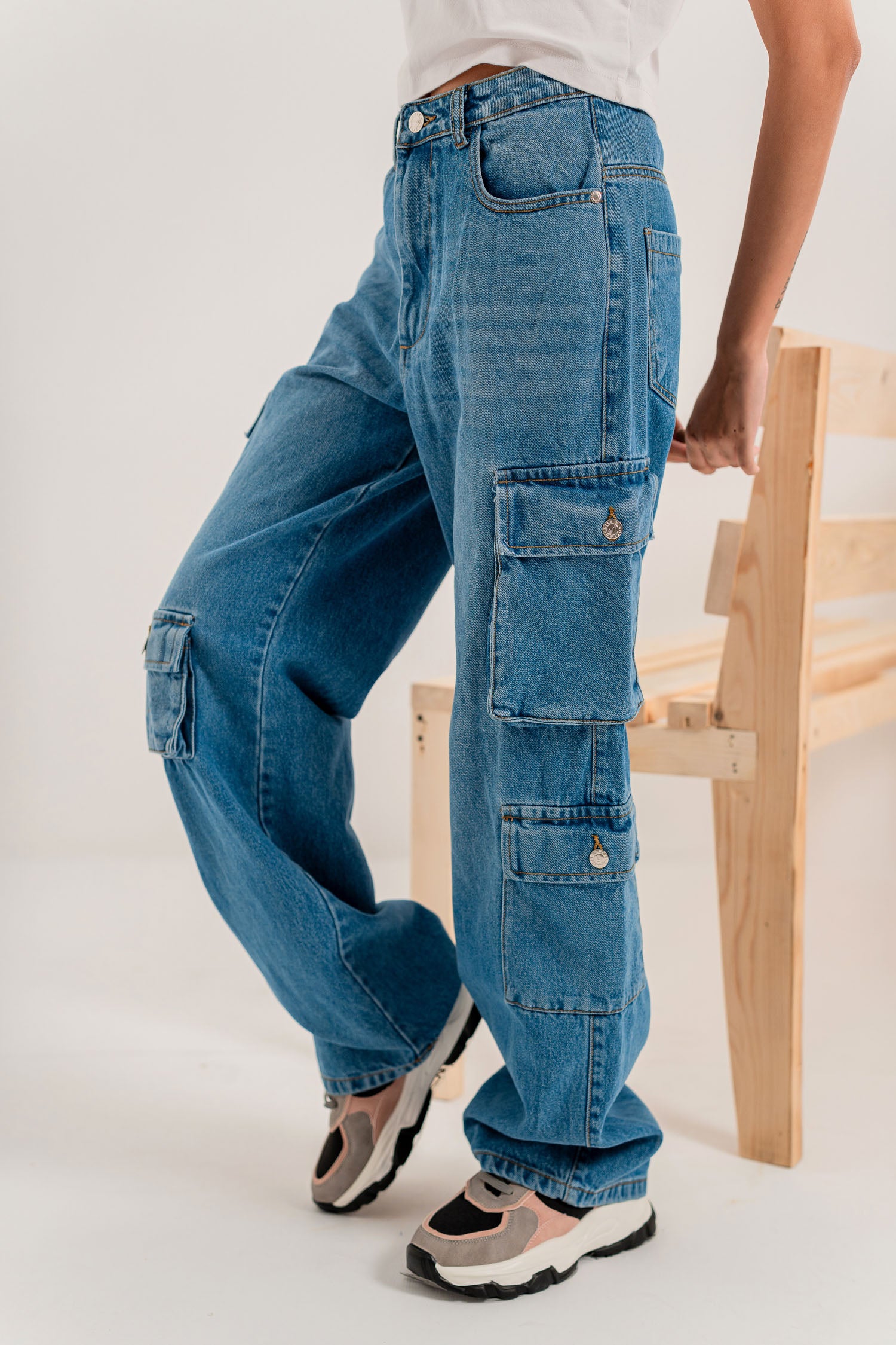 Basic Blue Minor Fault Cargo Jeans - Hustle N Holla