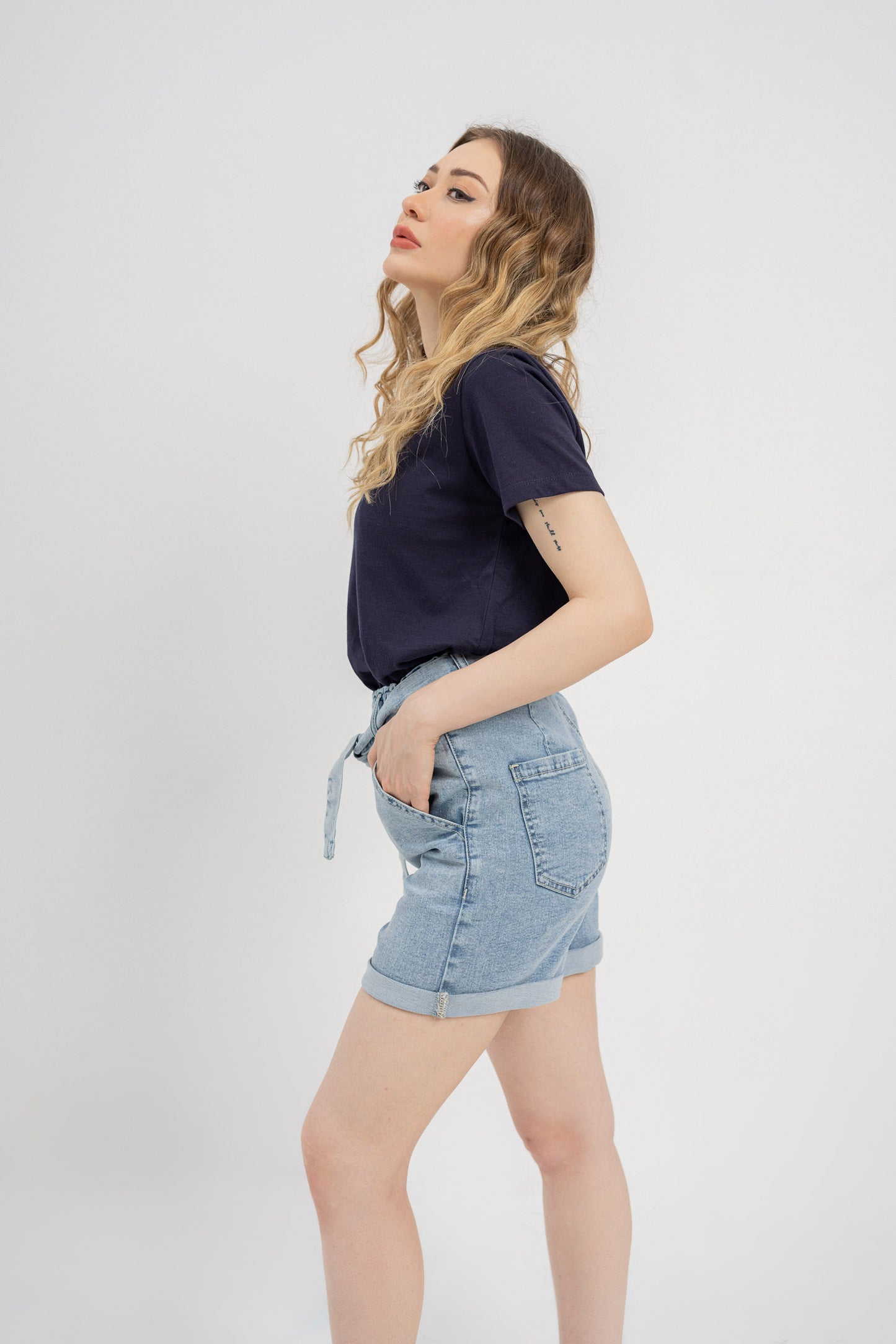 Crop Denim Shorts