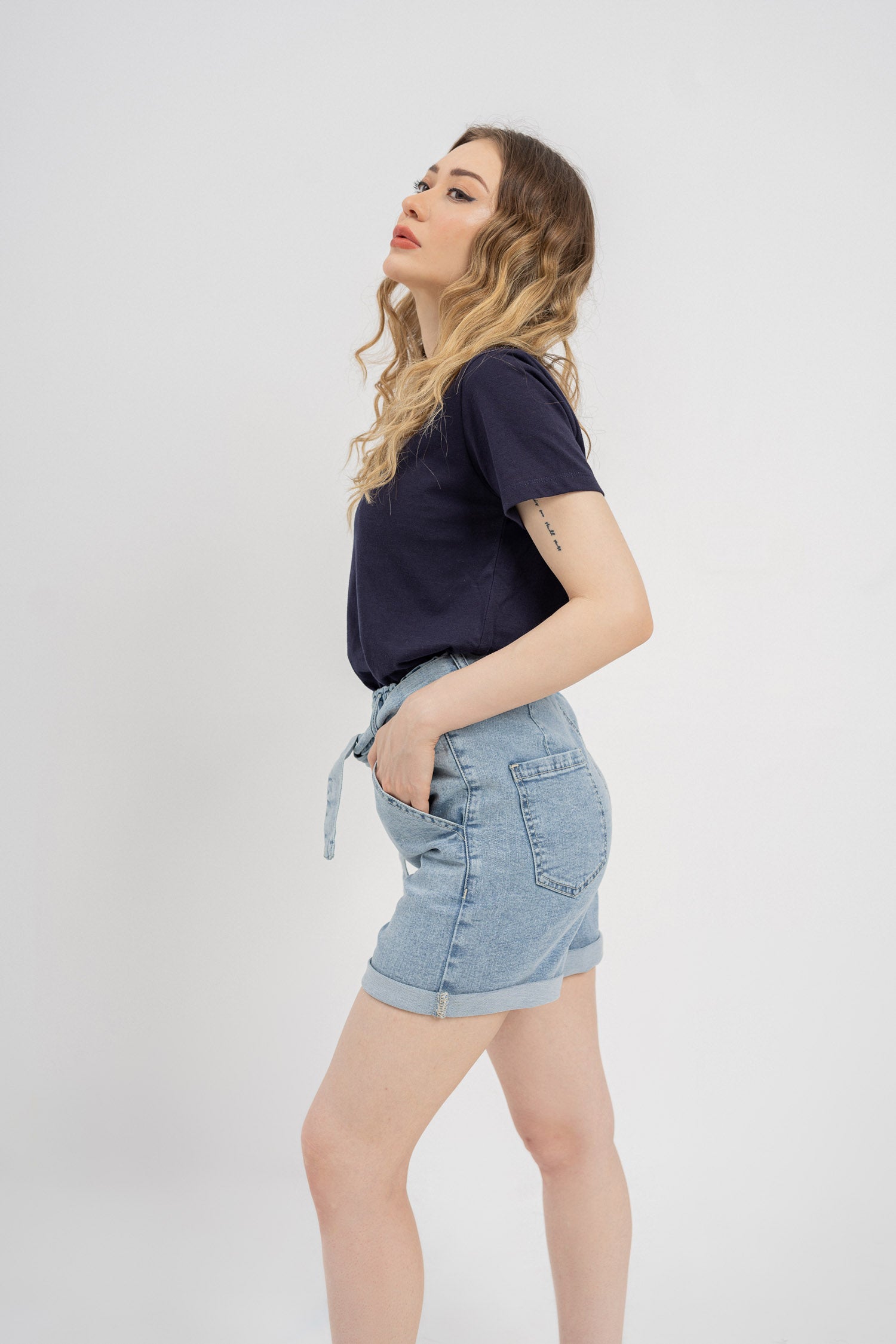 Crop Denim Shorts