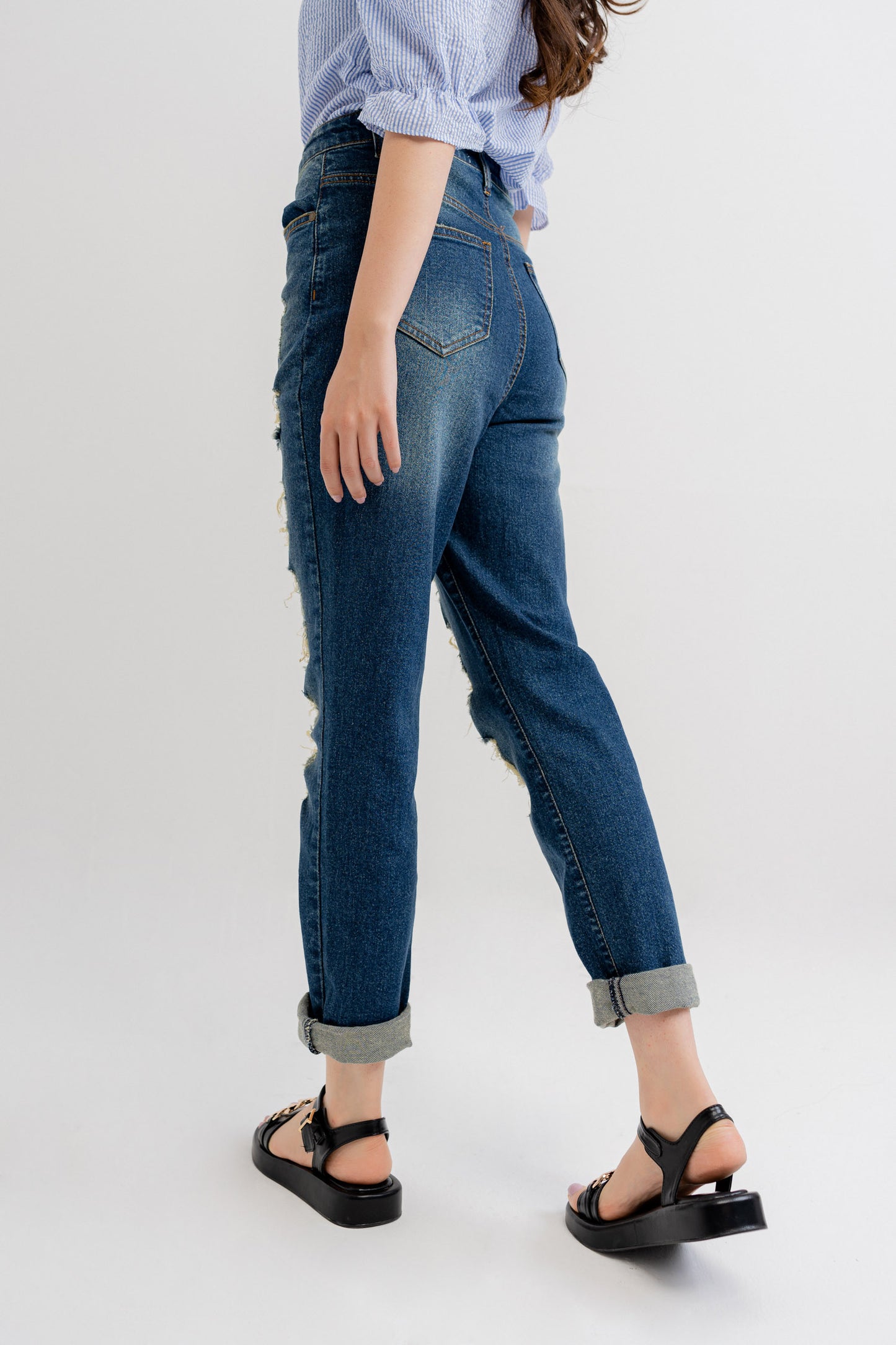 Deep Blue Ripped Jeans - Hustle N Holla