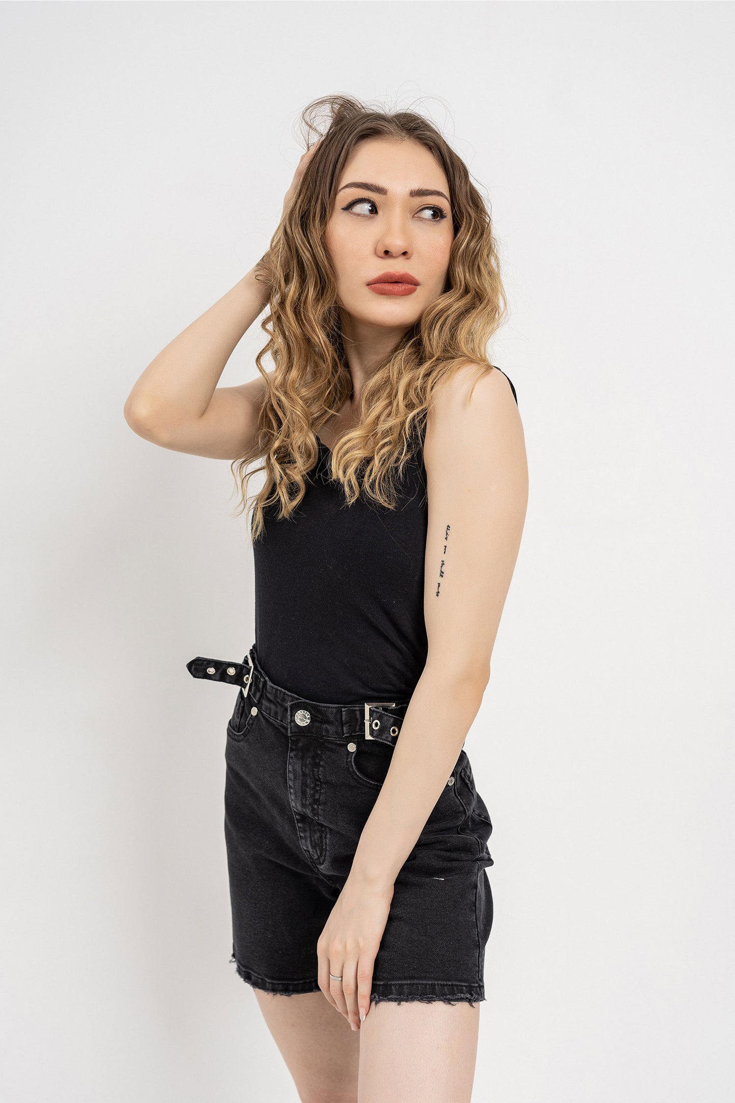 Deep black Slim-fit Shorts