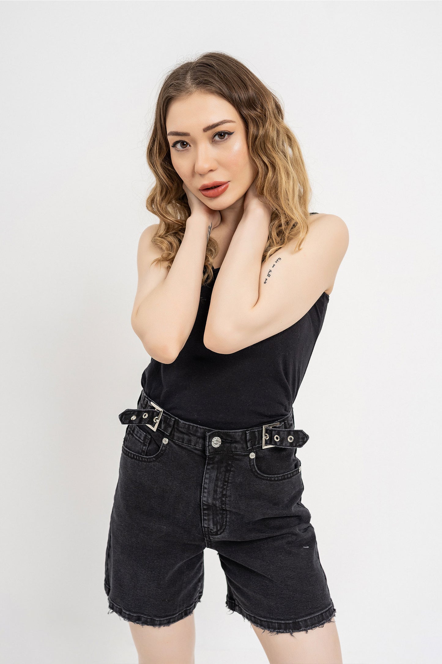 Deep black Slim-fit Shorts