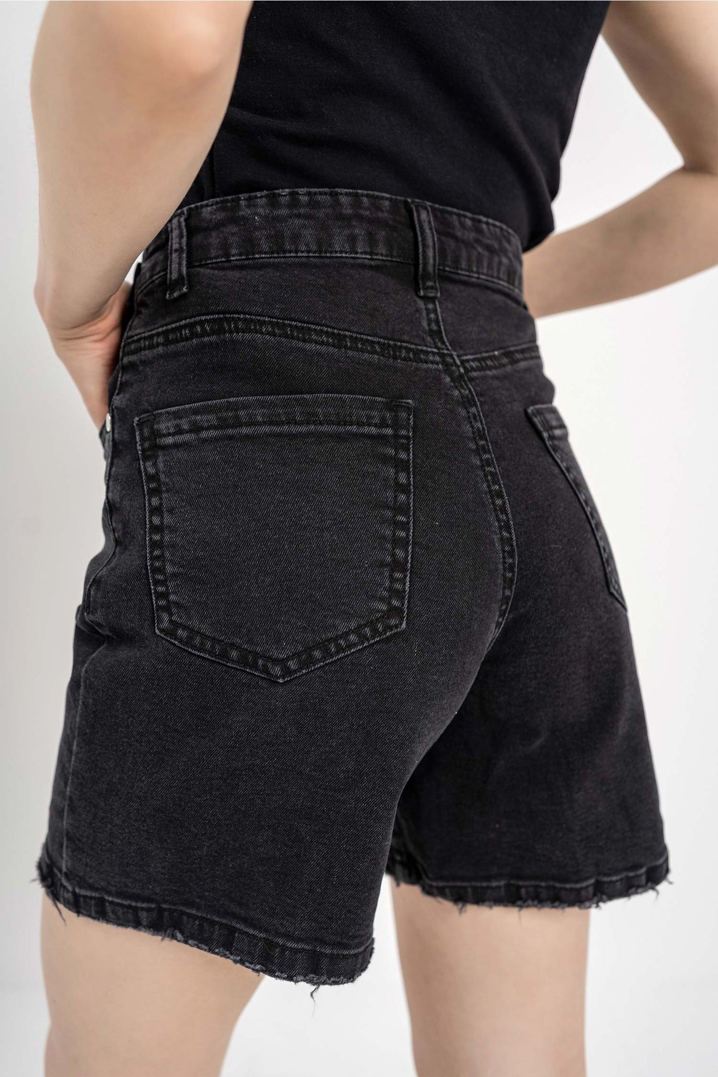 Deep black Slim-fit Shorts