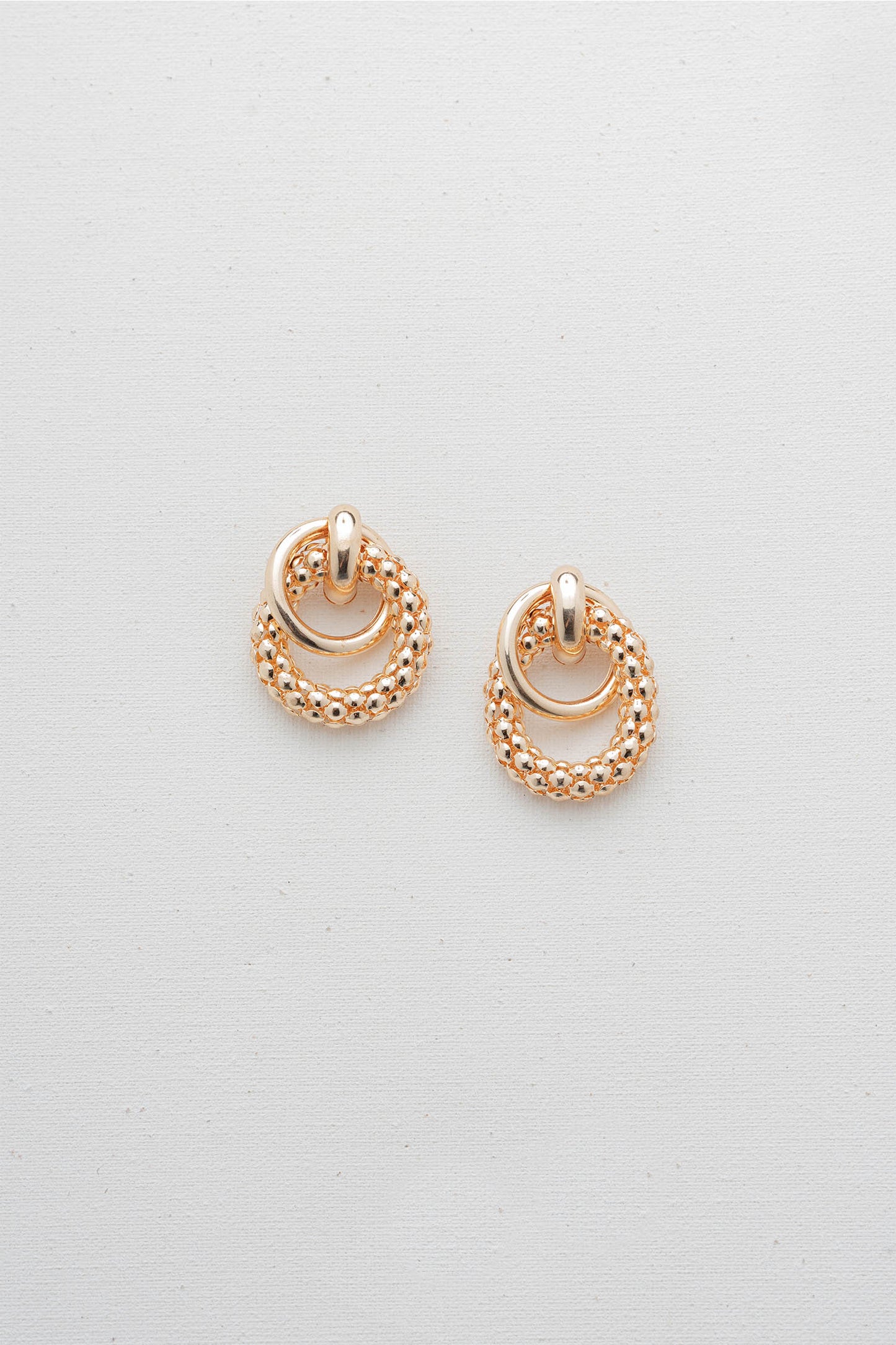 Gold Ribbed Twist Hoop Earrings