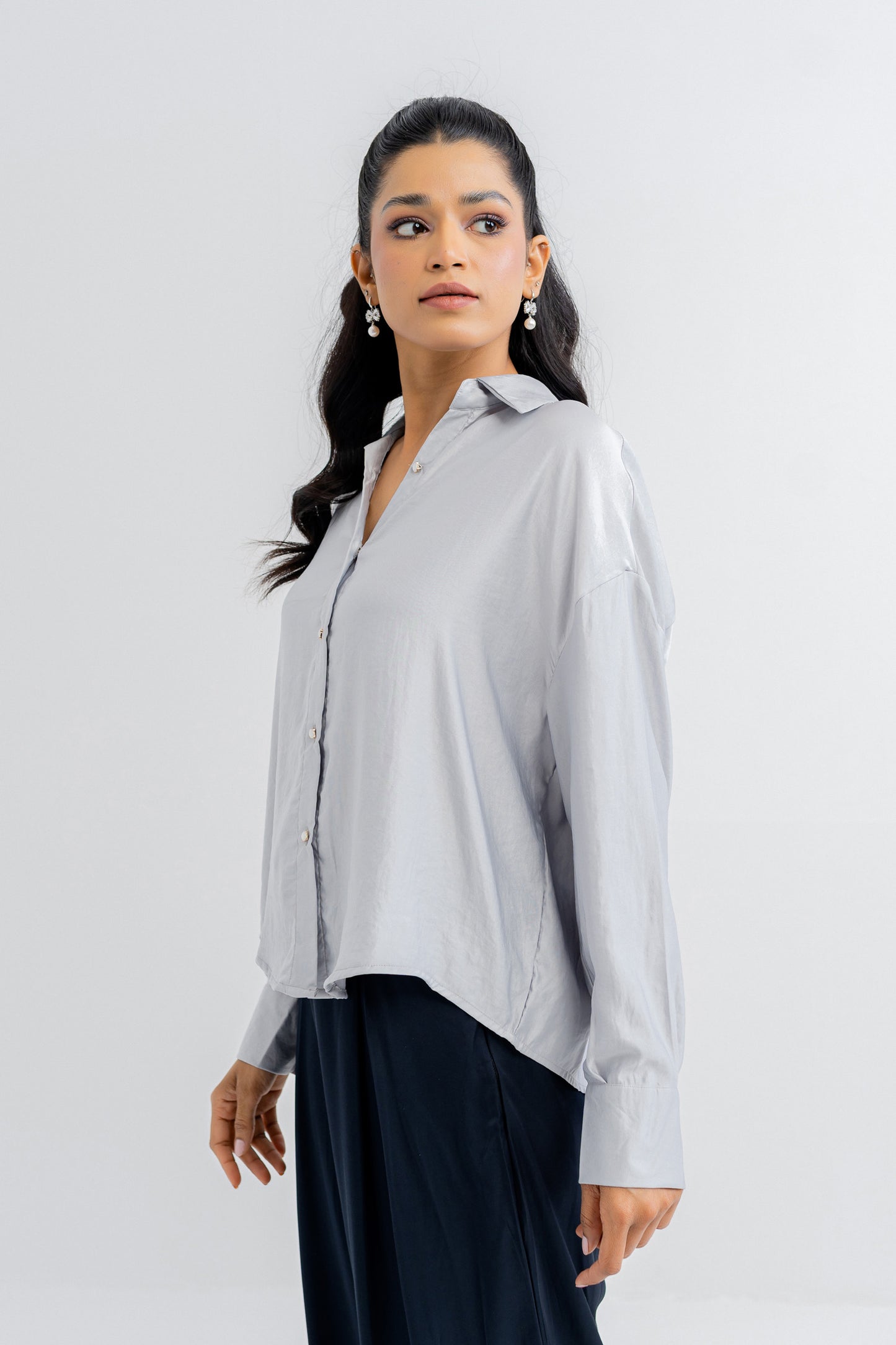 Gray Silk Blouse