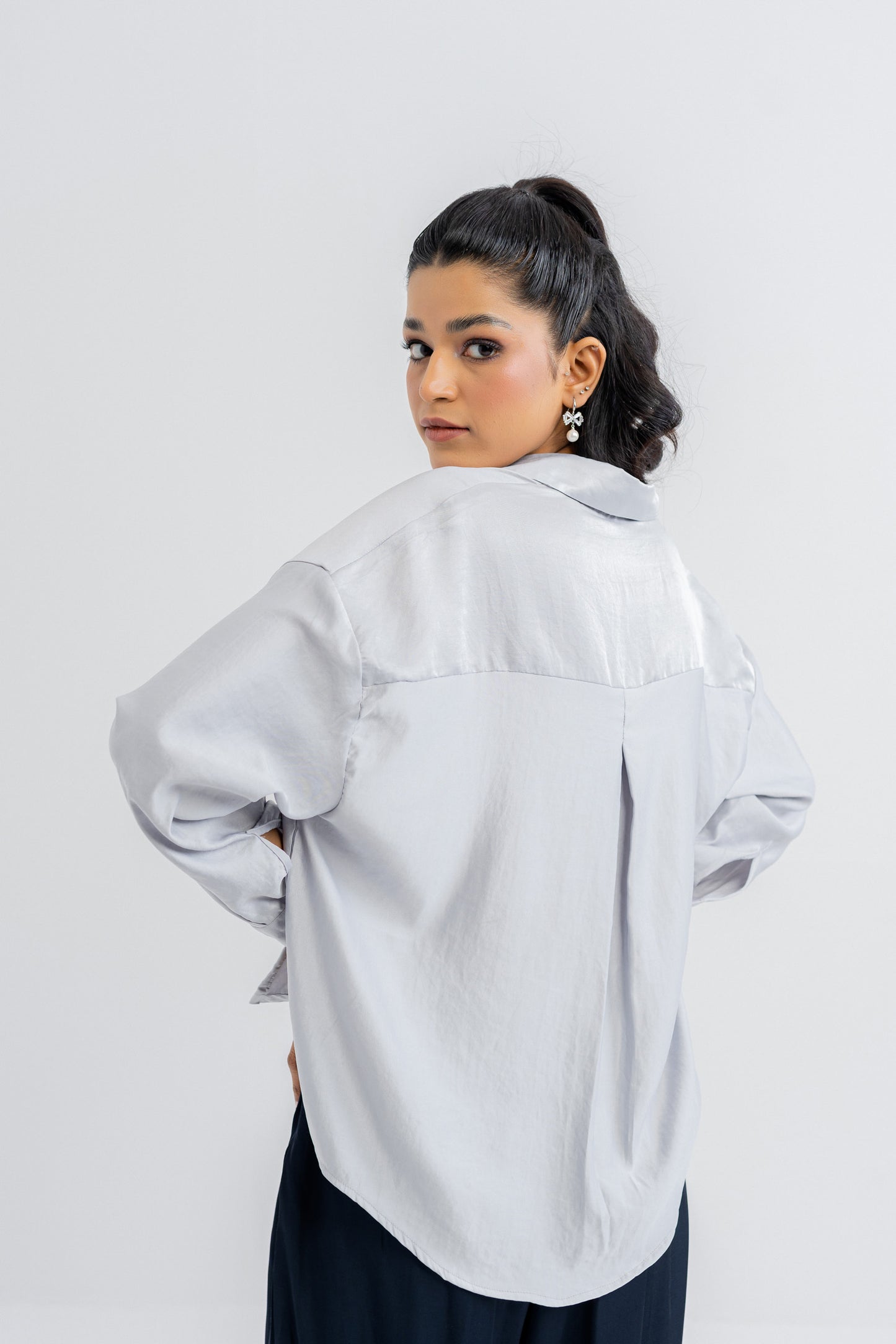 Gray Silk Blouse