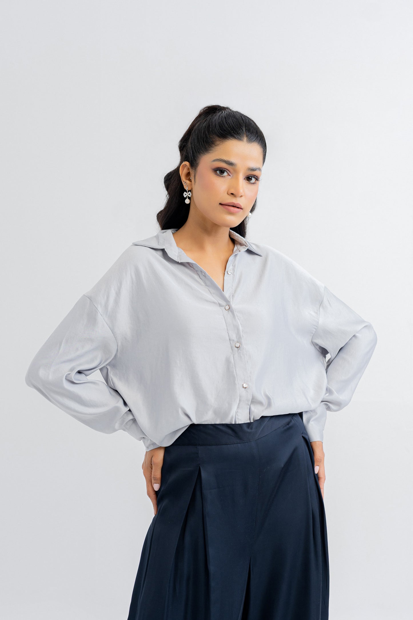 Gray Silk Blouse