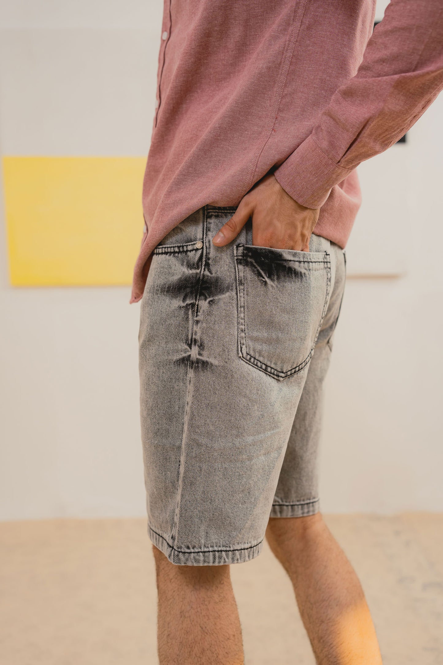Grey Denim Shorts